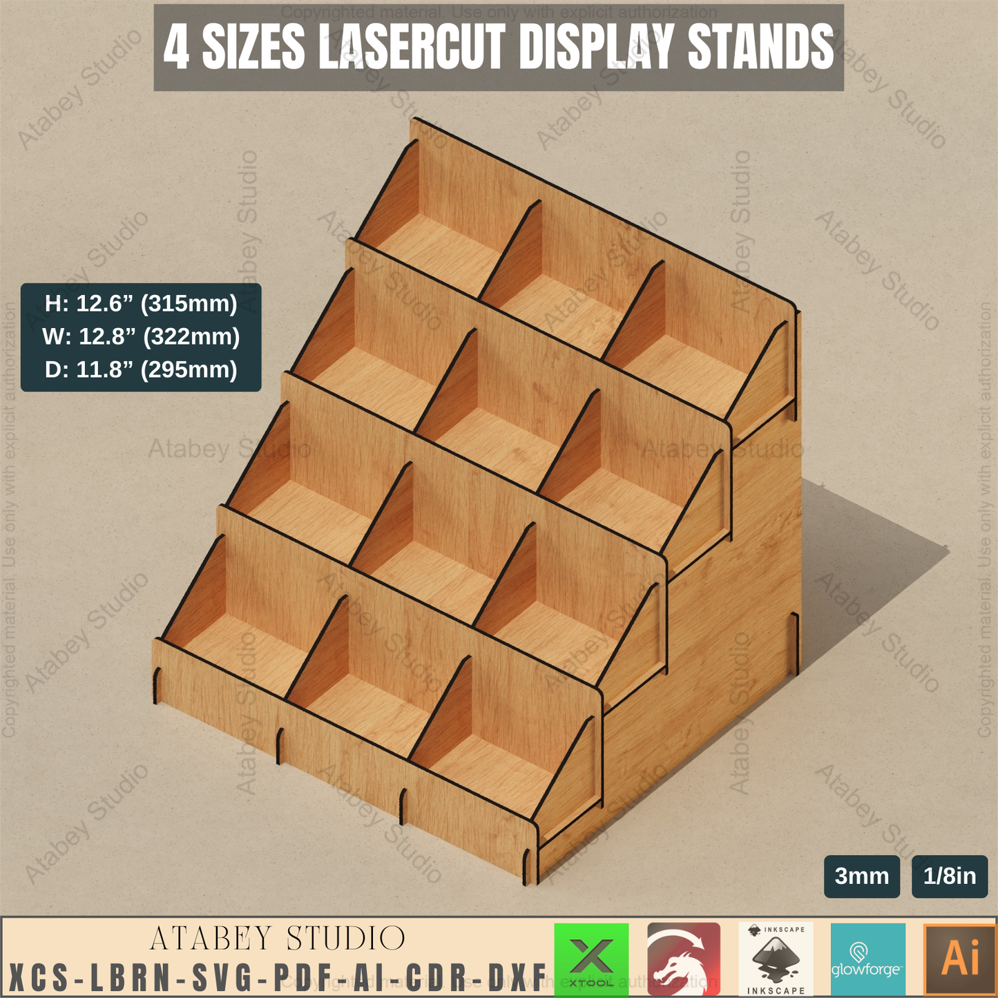 4-Tier Display Stand SVG - Laser Cut Files - Craft Show Display - Retail Display Stand 933