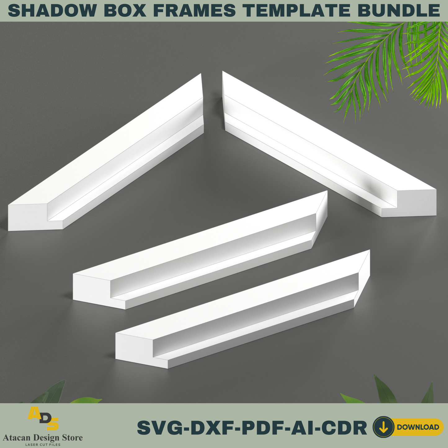 Shadow Box Frames Bundle - 5 Sizes for 3D Layered Paper Art, Cricut, Silhouette, Laser Cutting Files 764