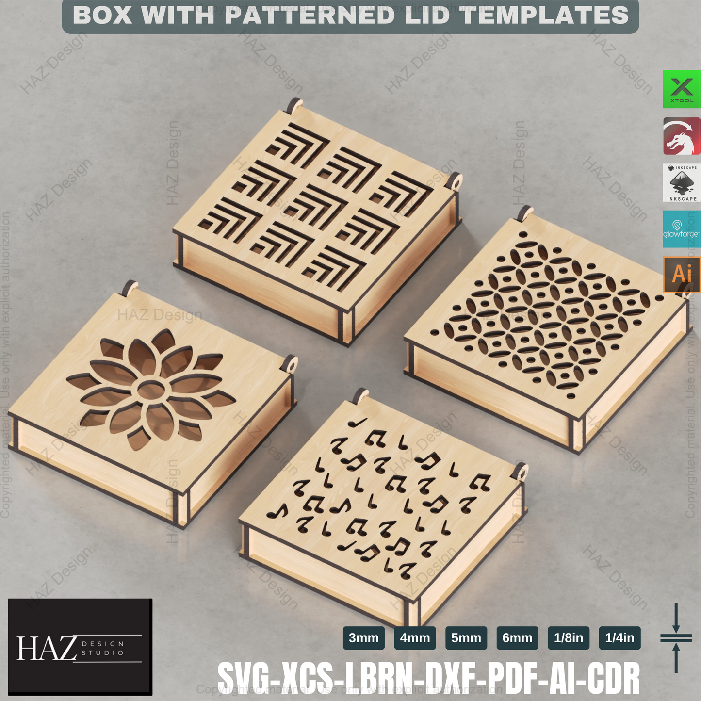 Laser Cut Gift Box: 20 Unique Lid Patterns, Jewelry Box 412