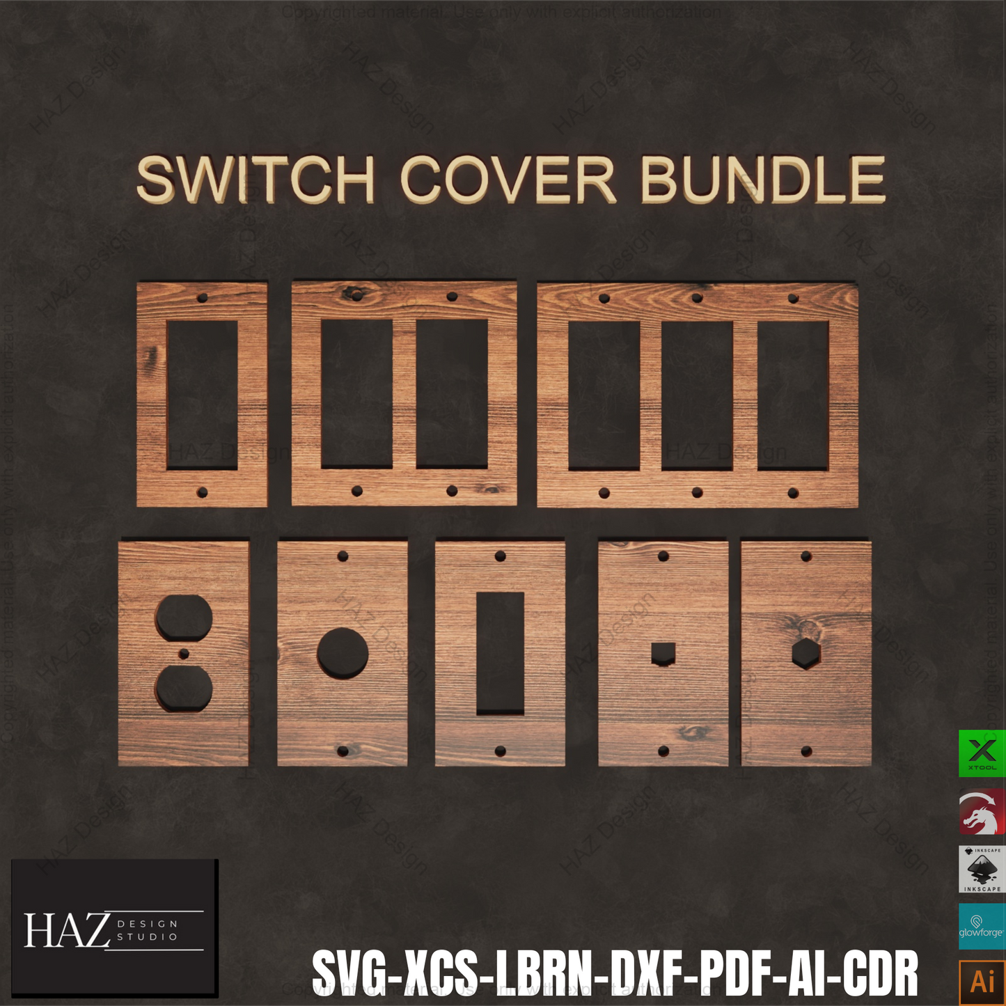 Laser Cut Switch Cover Bundle | SVG File | Outlet Plates | Wall Plate Set | xTool Compatible | Home Decor400