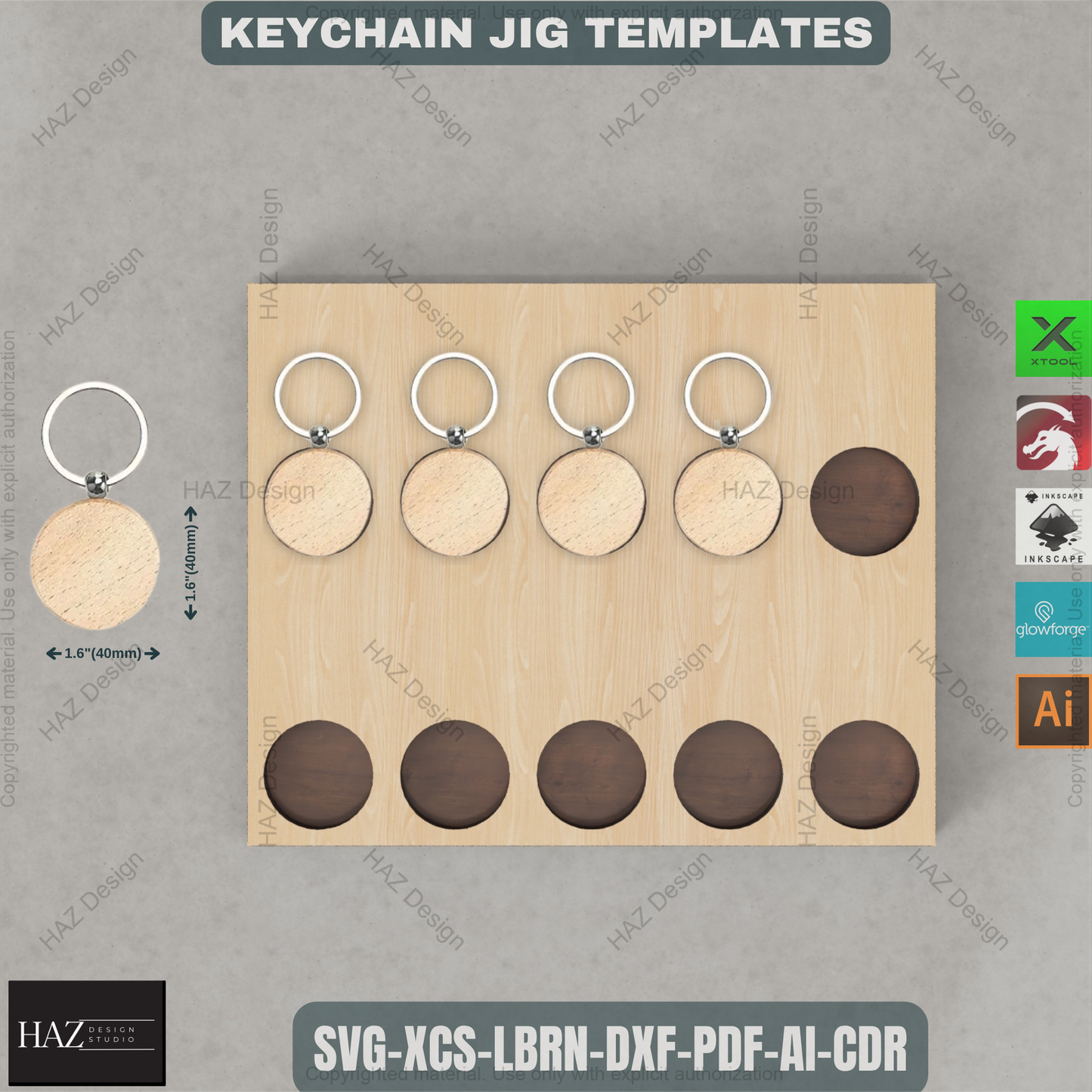 Laser Engraving Keychain Jig Template Bundle | Wooden Alignment Guides for Consistent Results haz457