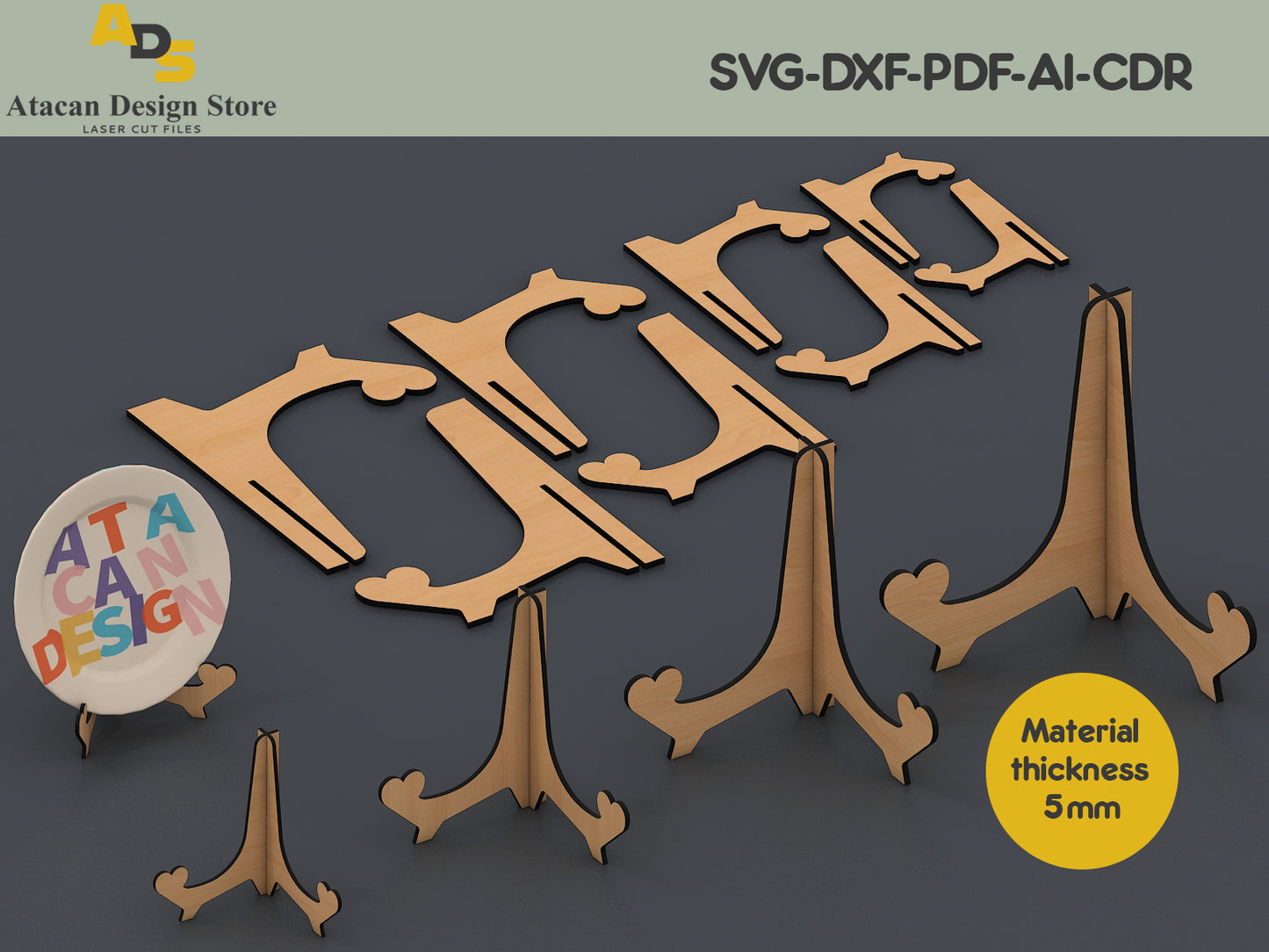 Classic Plate Display Stand - Versatile Laser Cut Files for Home and Shop 402