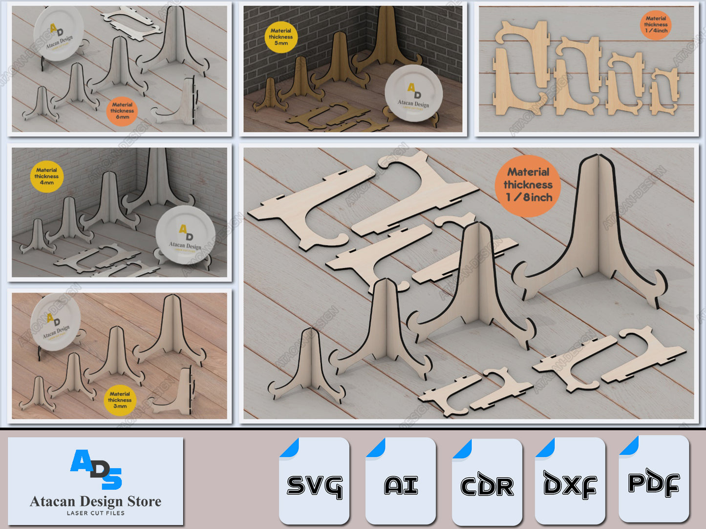 Sleek & Sturdy Easel Display Stands - Laser Cut Files for Multiple Sizes and Materials 408