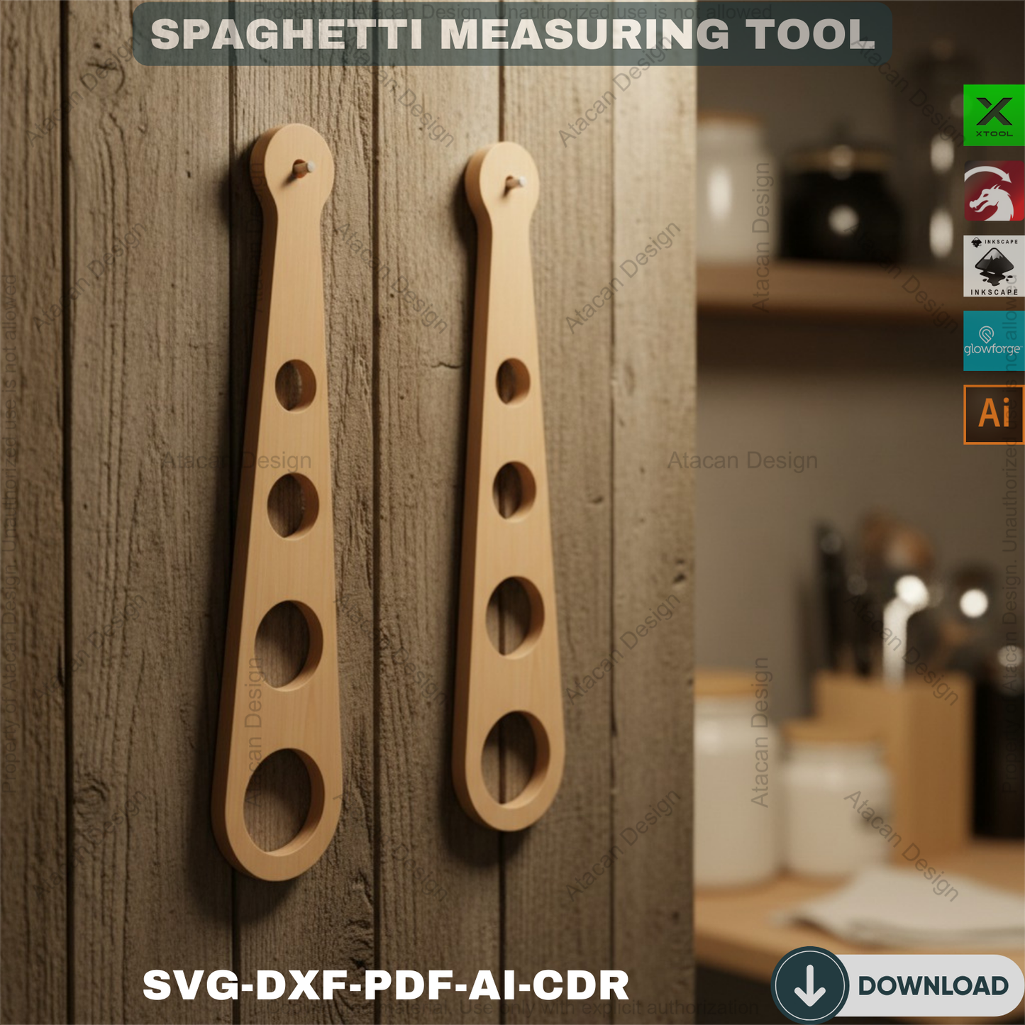 Spaghetti Pasta Measure Laser cut Plan - Spagetti Measuring Tool - Laser cut SVG Files 114