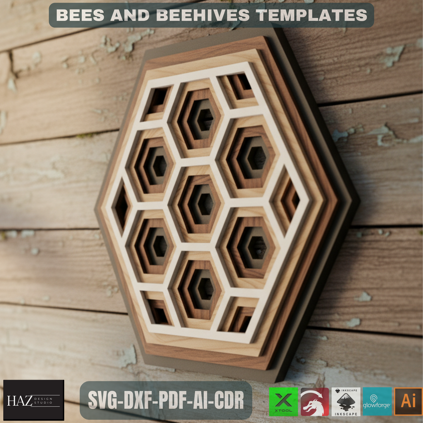 Layered Bee & Honeycomb SVG for Laser Cut, Beehive Decor, Digital Download, Glowforge Xtool Laser Files 324