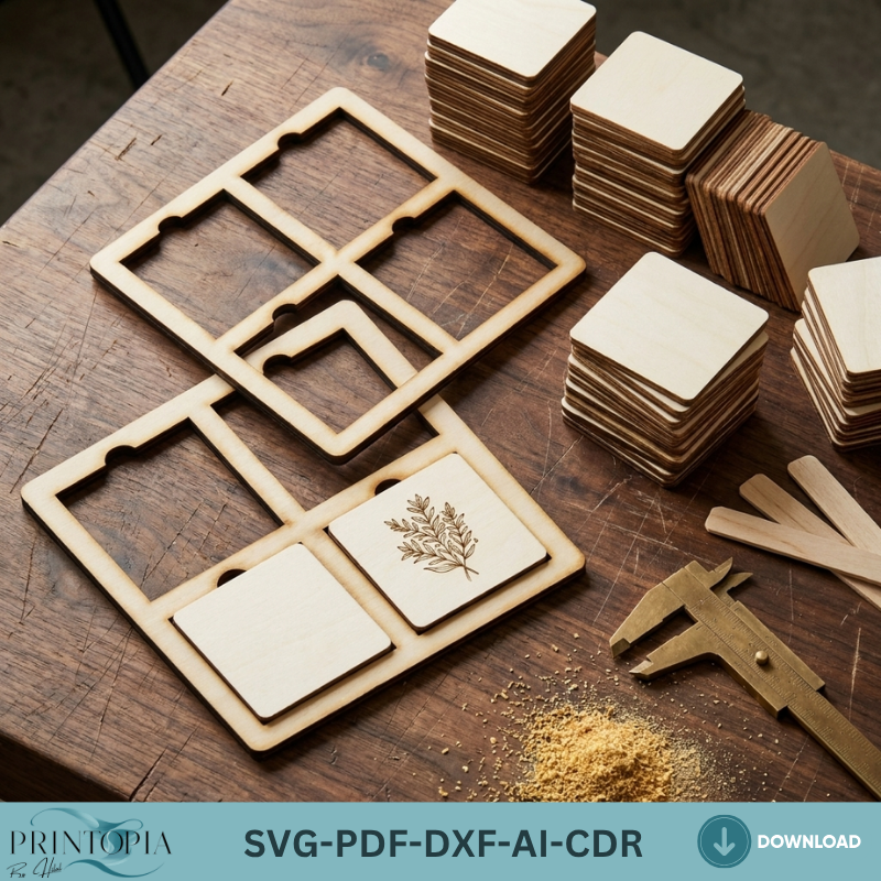 Square Jig Template Bundle for Laser Cutting - Multiple Sizes Jigs for Wood Engraving 152