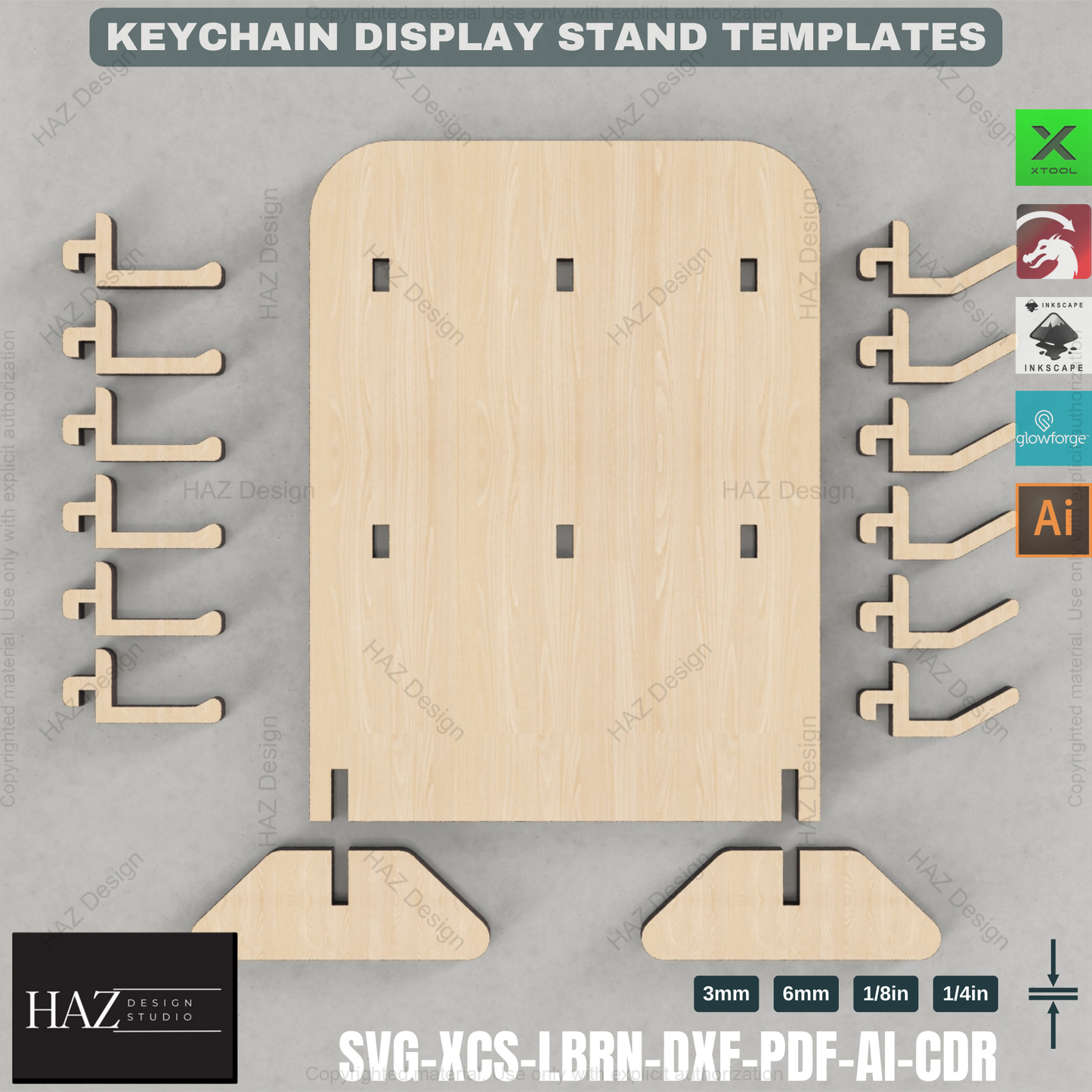 Keychain Display Stand Template - Laser Cut Files - Craft Show Ready 413