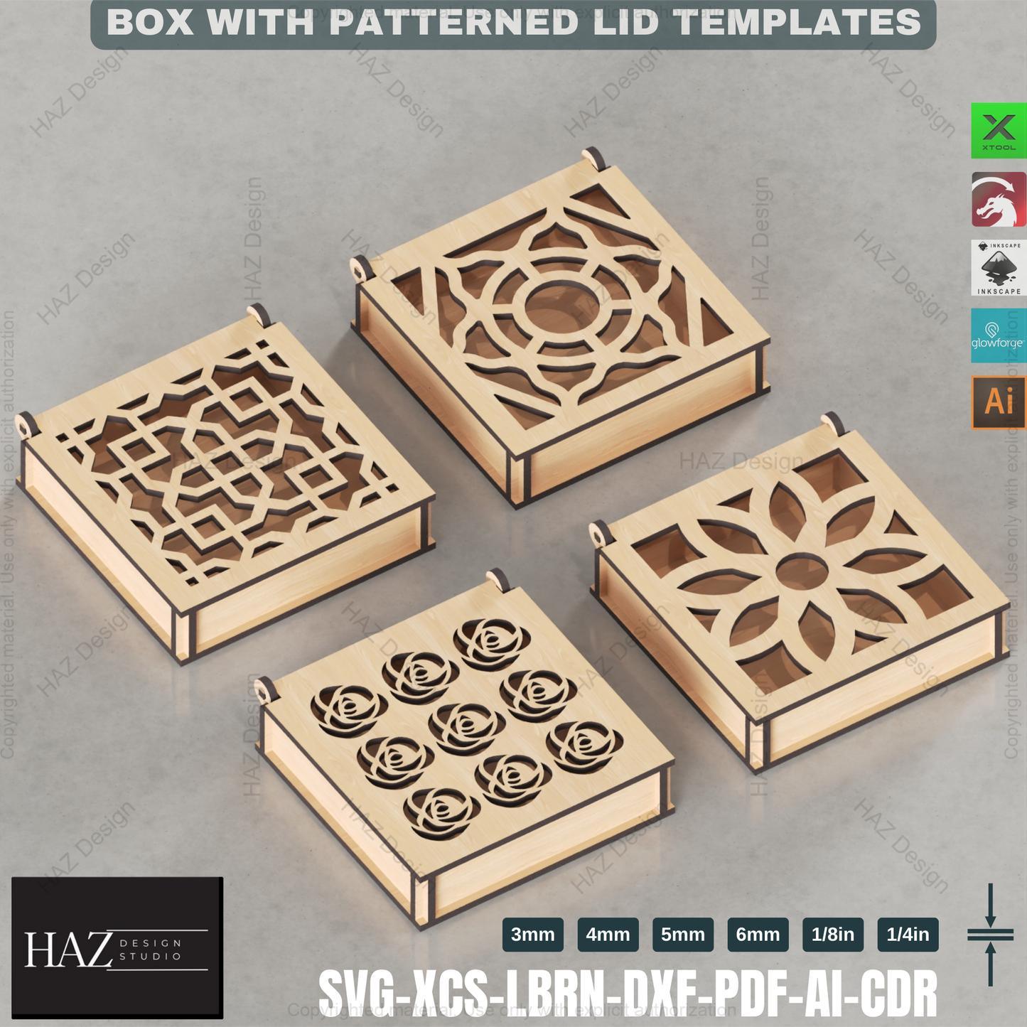 Laser Cut Gift Box: 20 Unique Lid Patterns, Jewelry Box 412