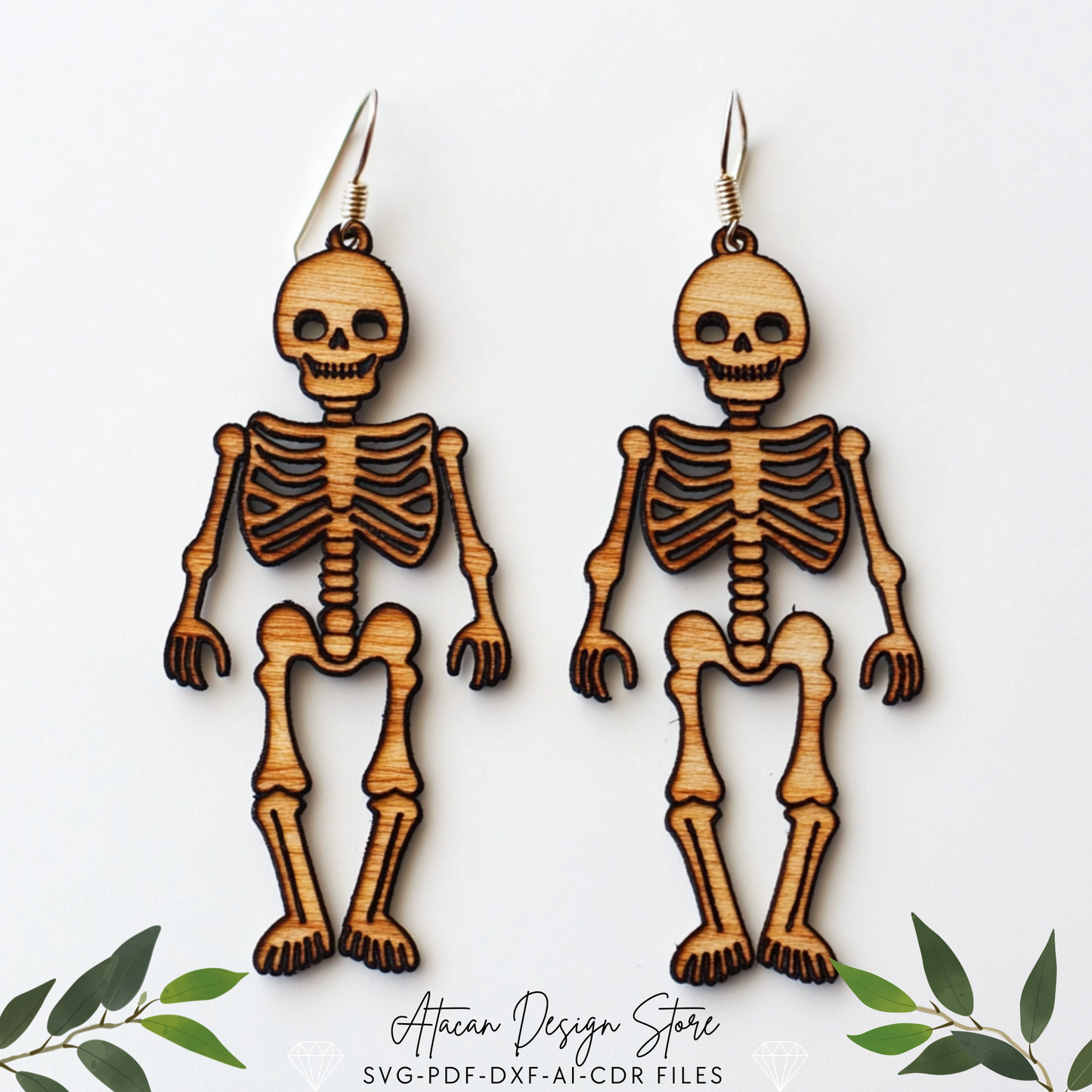 Halloween Earring Bundle: Spooky Skeletons, Ghosts, & Bats - Laser Cut Design Templates 706