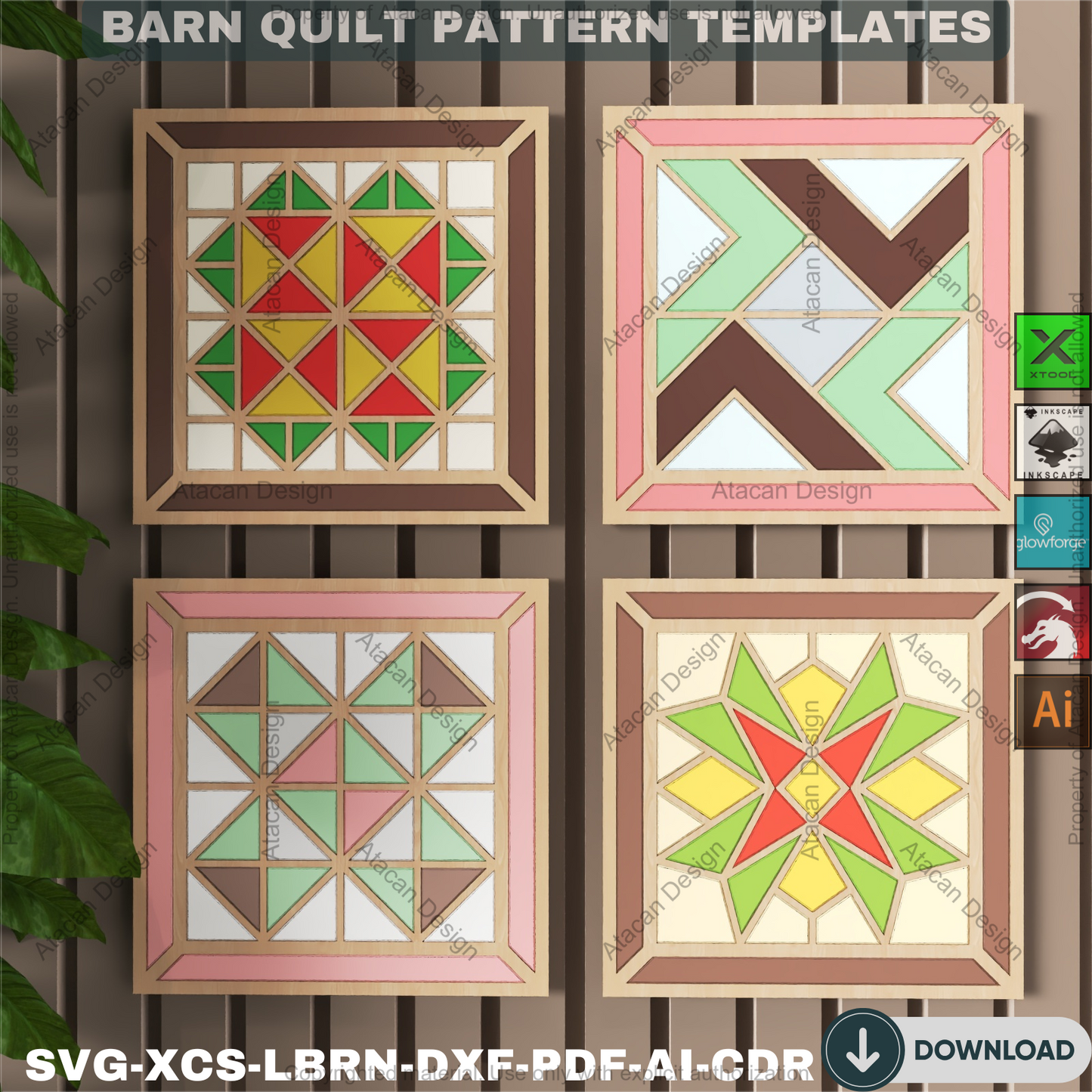 Festive Christmas Quilt Blocks SVG Bundle • Rustic Farmhouse Laser Cut Decor • Holiday Wall Art Coaster Templates • DIY Noel Craft Project 893