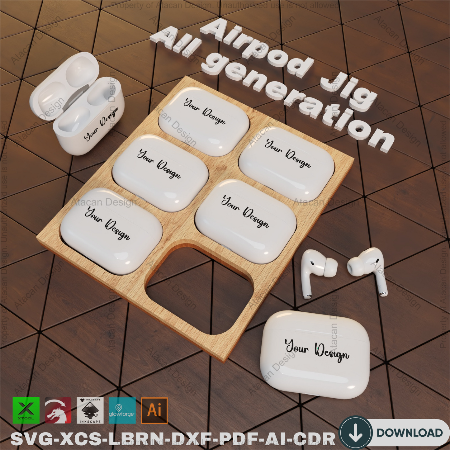 Airpod Jig - Laser Engraving Template, All Generations SVG Vector,Laser Cut Airpod Jig - Engraving Template, All Airpod Models 866