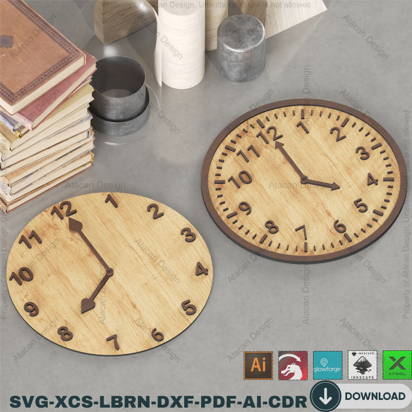 Ultimate Clock Vector Pack, Laser Cutting Designs, DIY Wall Art Files, CNC Pattern for Glowforge & Xtool 899