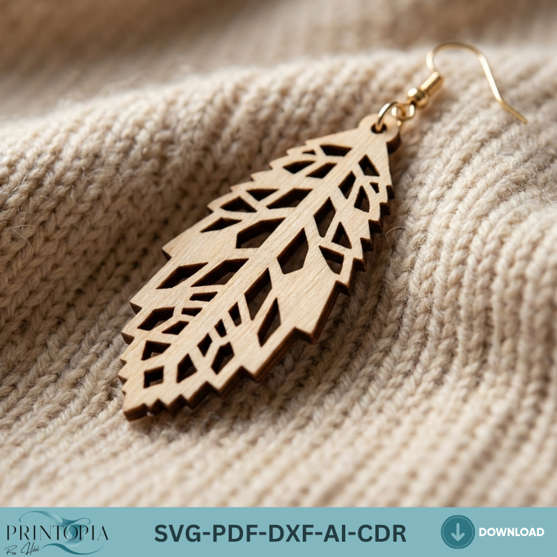 Laser Cut Earring Templates Set Wooden Jewelry Designs Dangle Teardrop Leaf Geometric Earrings