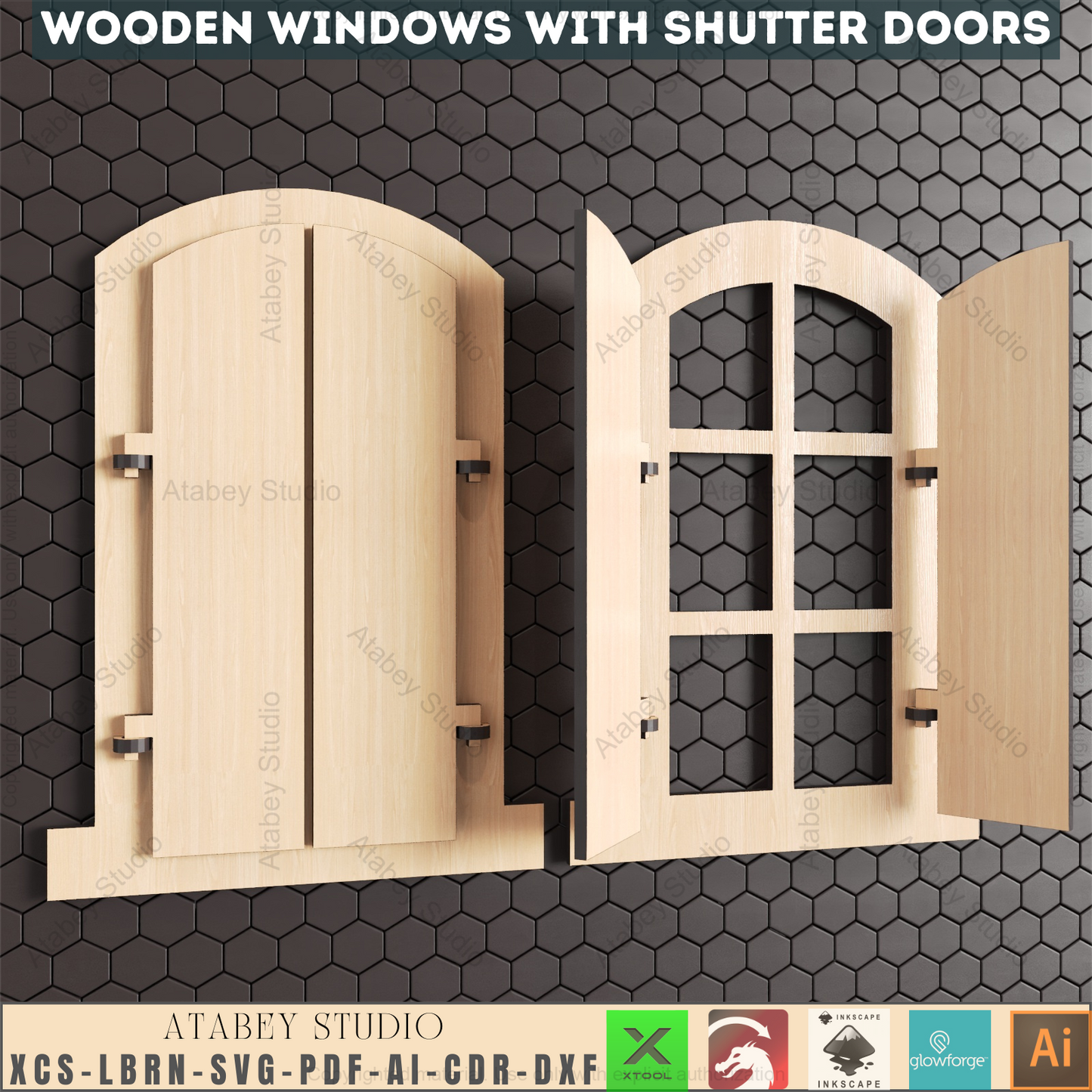 Laser Cut Decorative Window & Shutter Collection | 8 Unique Designs, DIY Craft Templates 942