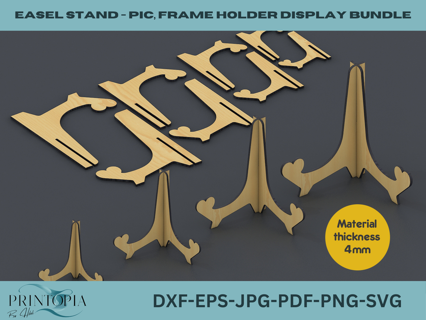 Adjustable Easel Stand Bundle for Photos Frames - Laser Cut Ready,5 Thickness Options, Perfect for Crafts & Photos 138