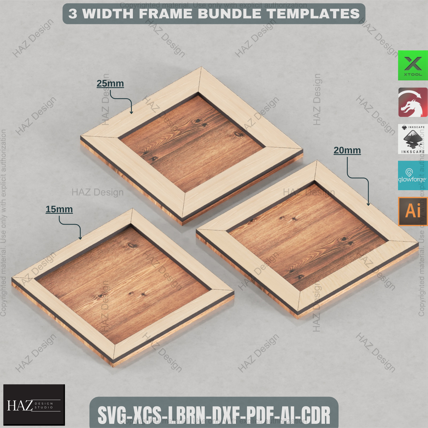 45 Degree Angle Cut Wood Frames / Different Sizes Picture Frame SVG DXF CDR Ai files 028