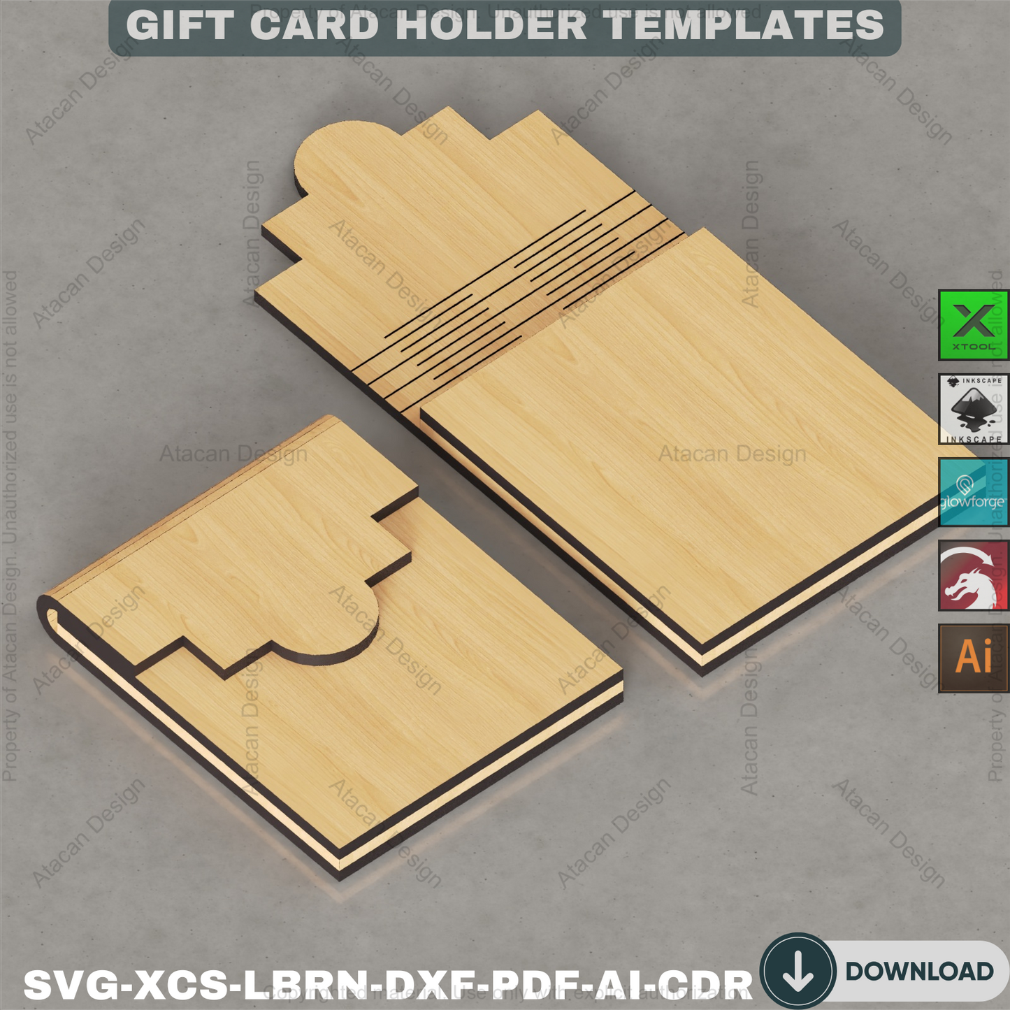 Wooden Gift Card Envelope Templates for Laser Cut DIY Projects Personalized Holidays and Special Occasions