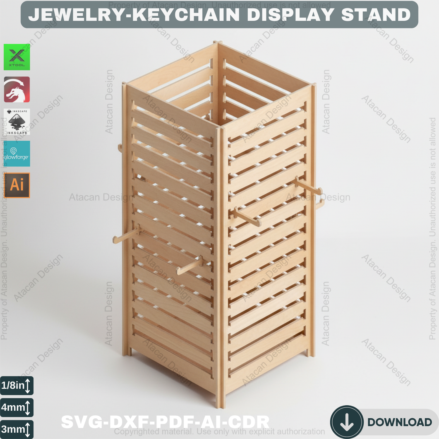Pendant Jewelry Display Holder / Earring Stand / Necklace Organiser / Laser Cut Files Svg Dxf Ai Cdr Pdf 357