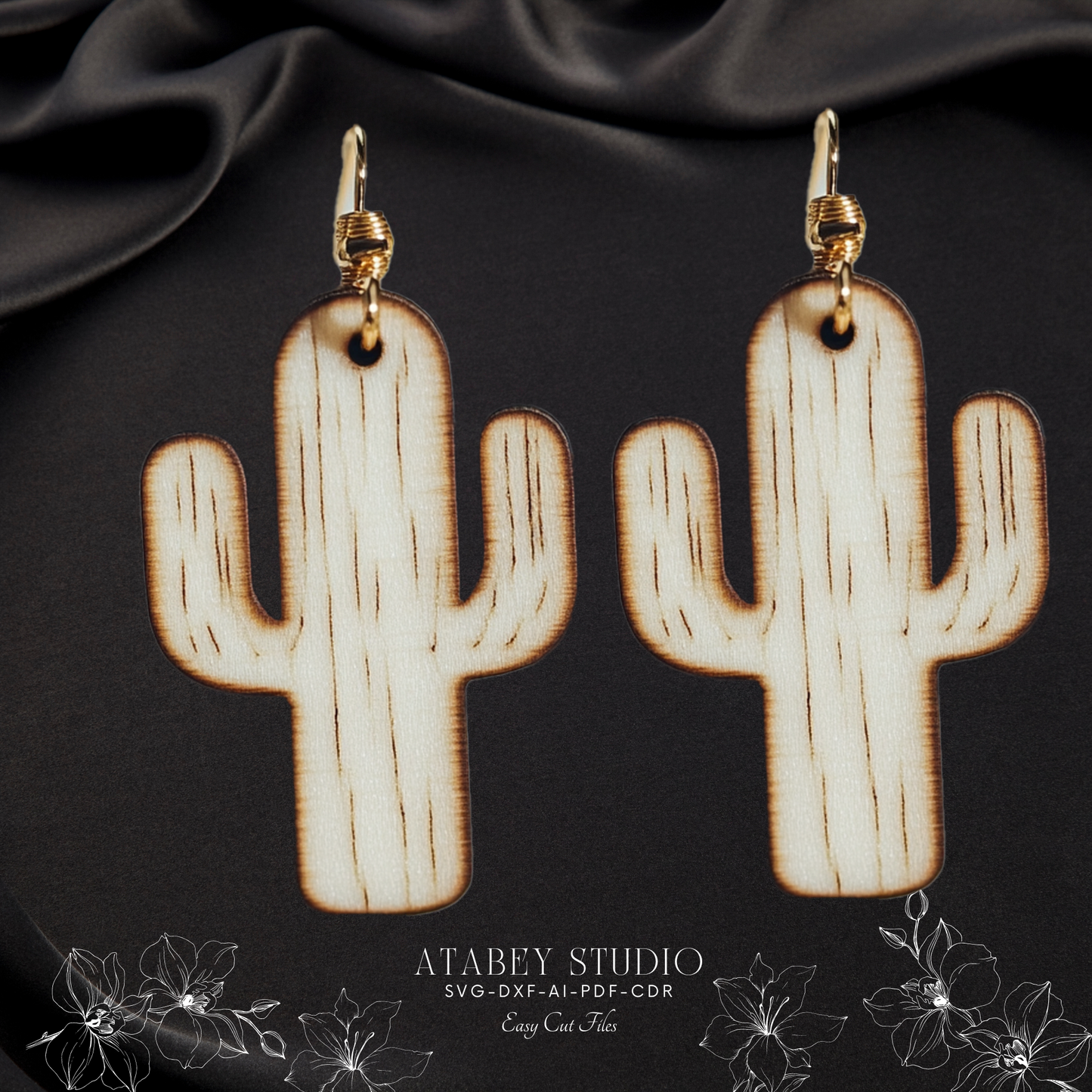Elegant Teardrop & Cactus Earring Designs - Perfect for Laser Cut Jewelry Projects 882