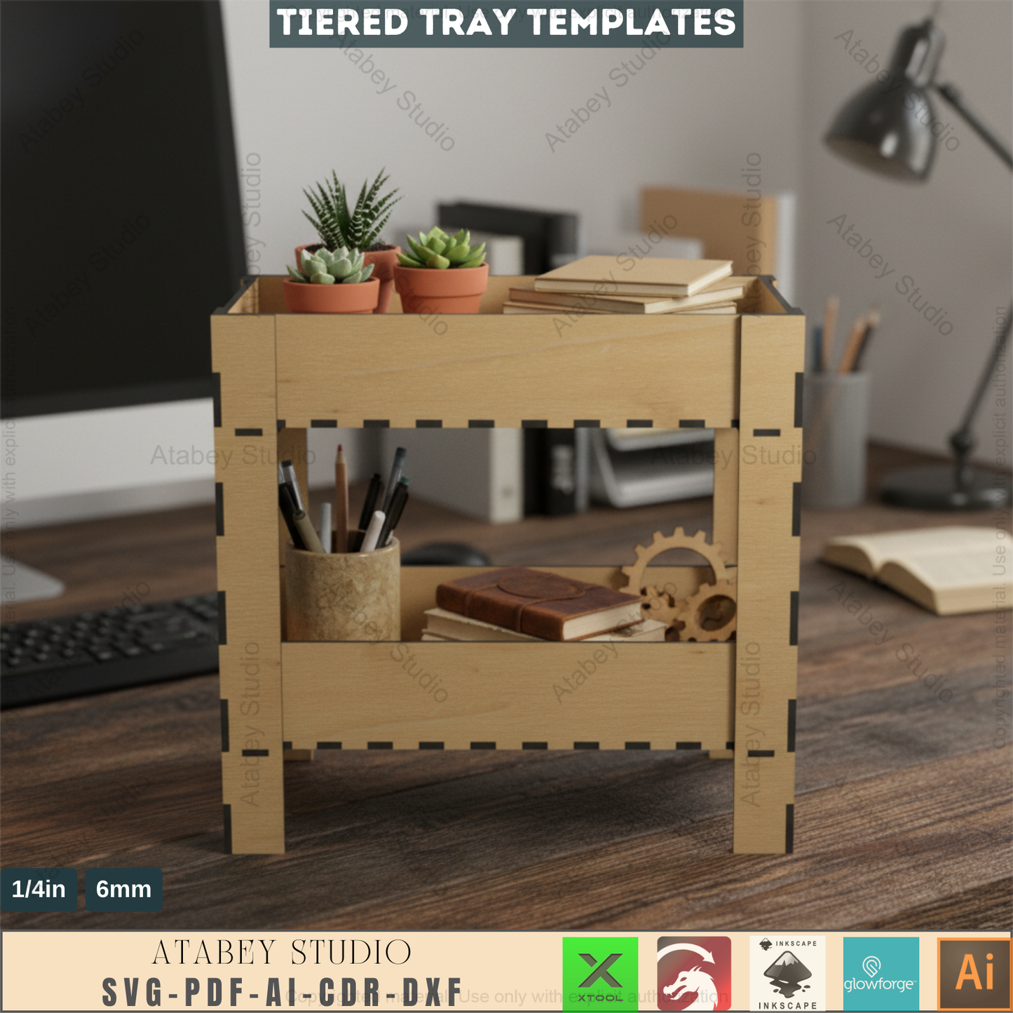 Kitchen Storage Cart / Wood Utility Storage Shelves / Shelving Organizer for office / Rack for Tabletop SVG, DXF, CDR Download 546