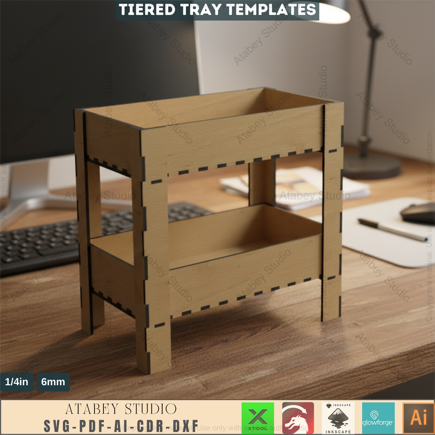 Kitchen Storage Cart / Wood Utility Storage Shelves / Shelving Organizer for office / Rack for Tabletop SVG, DXF, CDR Download 546