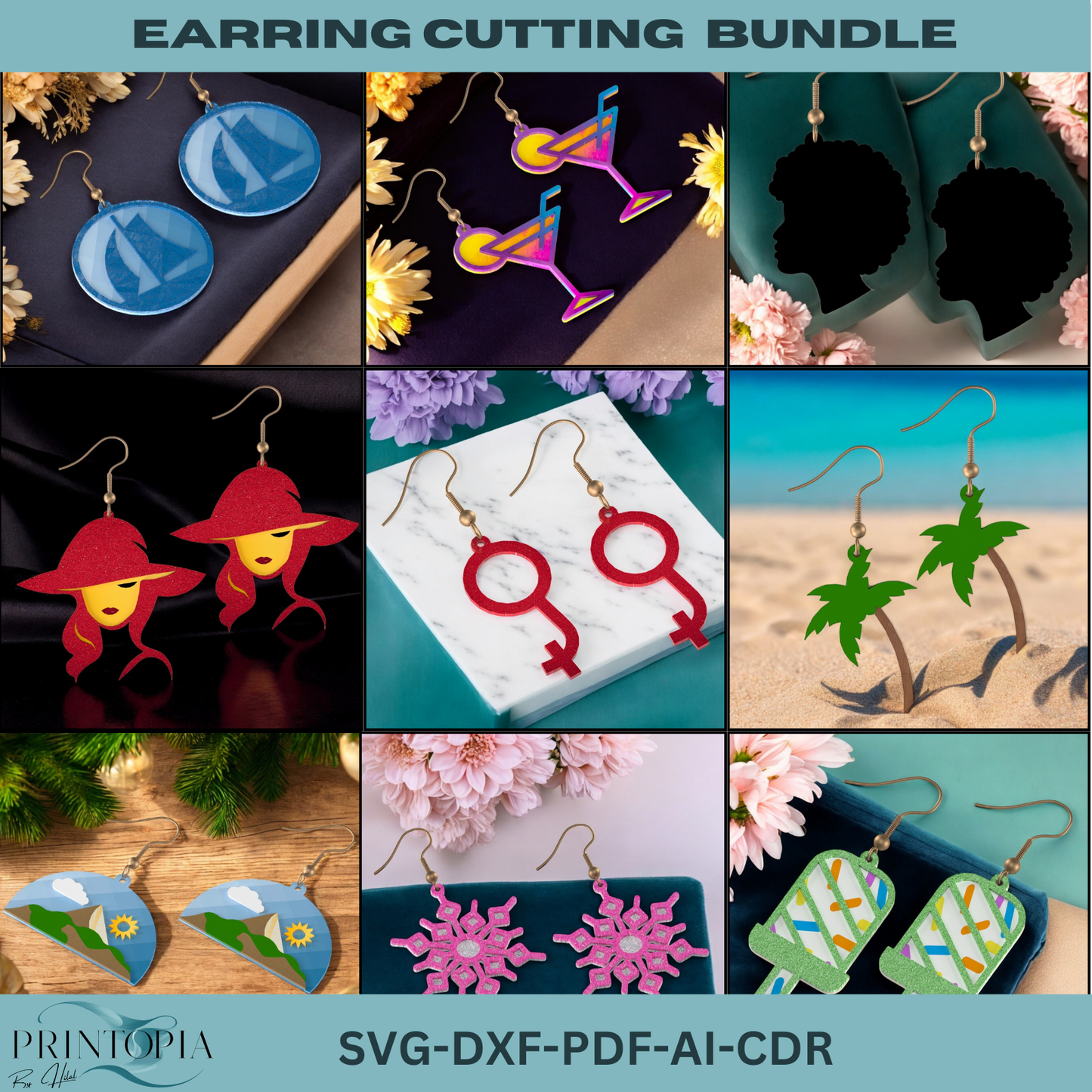 Laser Cut Wooden Earring Bundle with Unique Shapes for DIY Jewelry 182