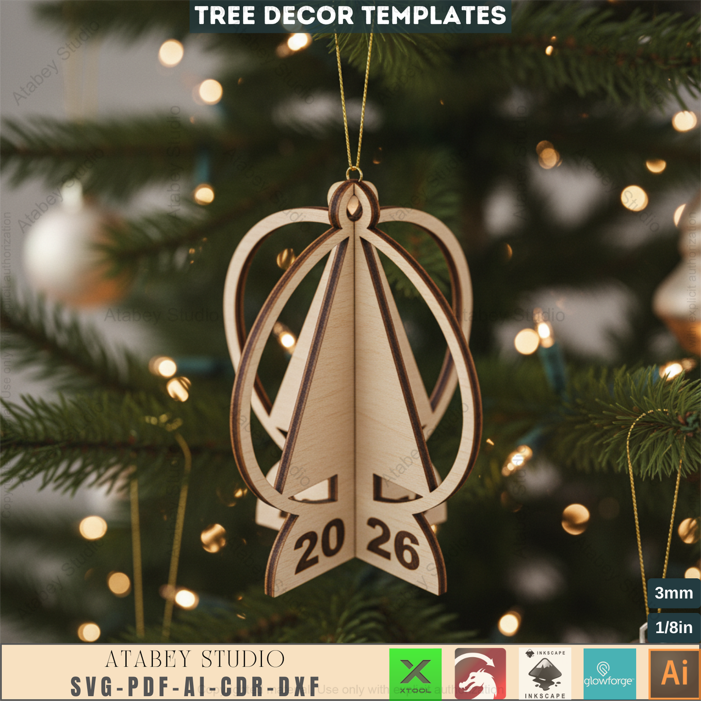 Stand & Hang Christmas Tree Ornament Laser Templates - Festive Decor Crafting Files 701