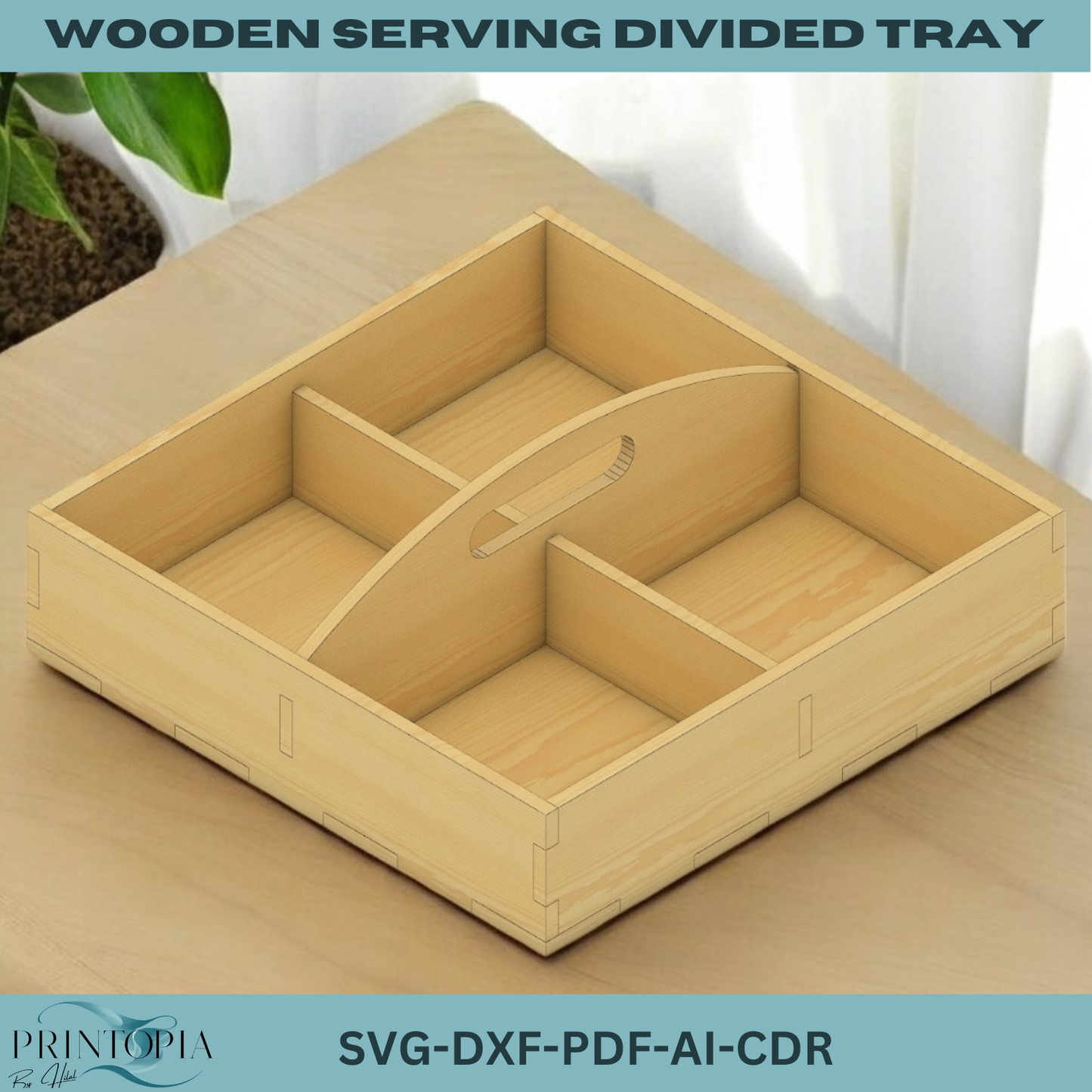 Laser Cut Divided Wooden Tray - Perfect for Serving and Organization 188