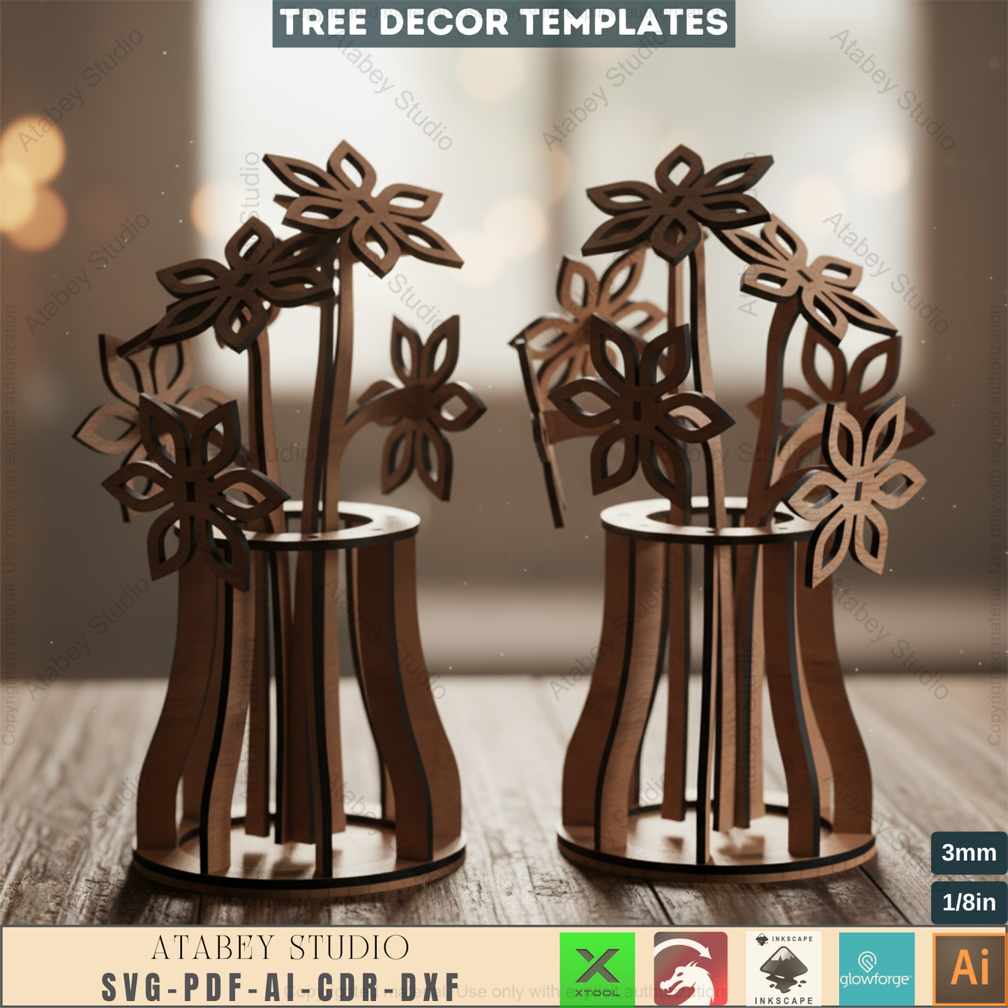 DIY 3D Wooden Flower Vase - Laser Cut Floral Design - Bouquet Model Unique Home Decor 793