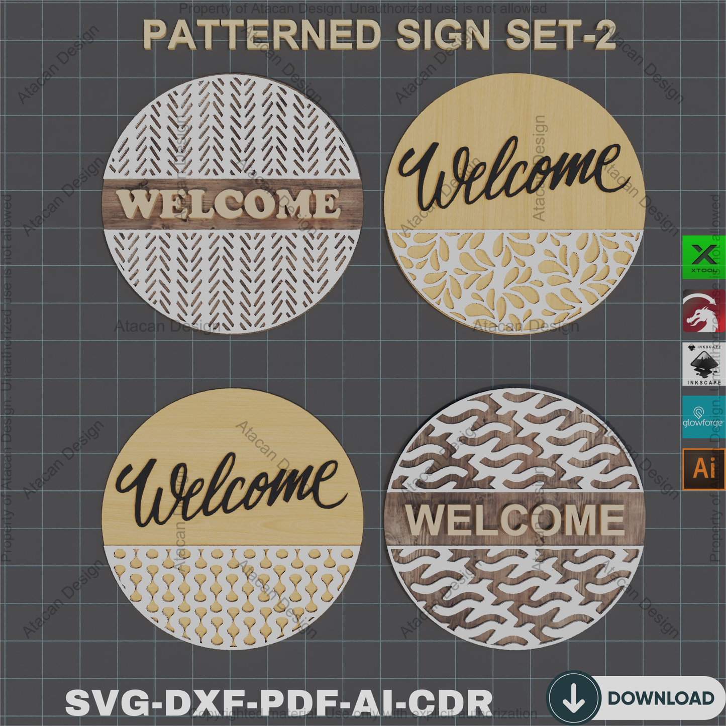 Whimsical Welcome: 32 Laser-Ready Door Sign Designs - Floral & Geometric Charm 846