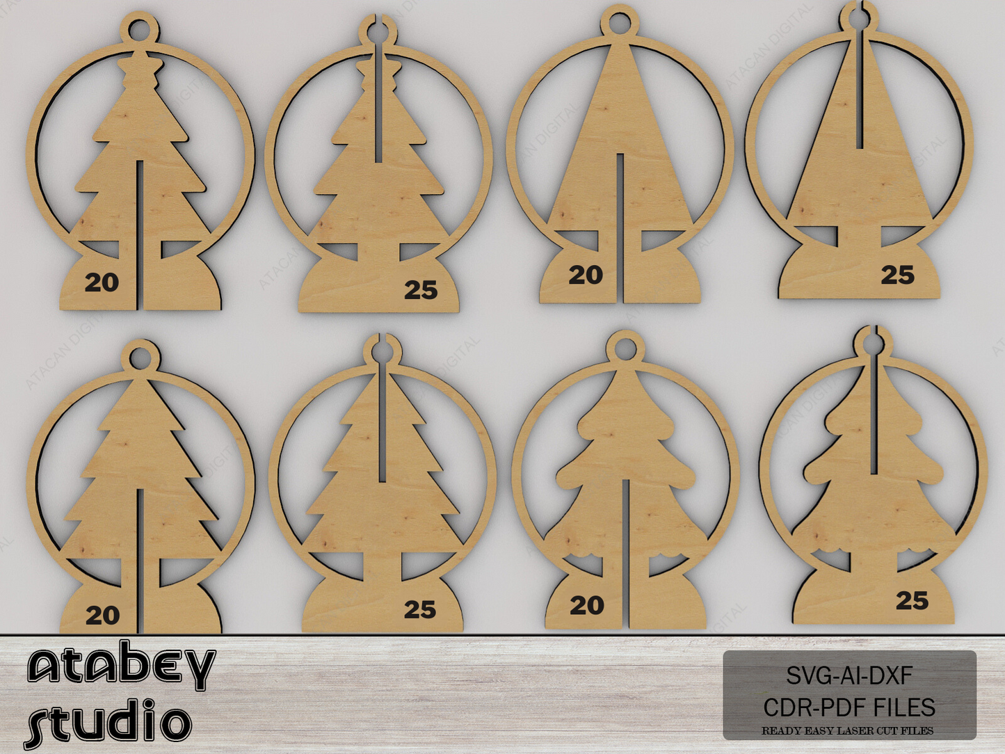 Stand & Hang Christmas Tree Ornament Laser Templates - Festive Decor Crafting Files 701
