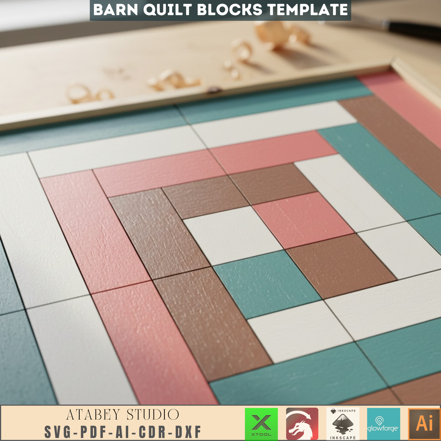 Barn Quilt SVG DXF Files | Laser Cut Farmhouse Wall Art Template | Digital Quilt Block Pattern