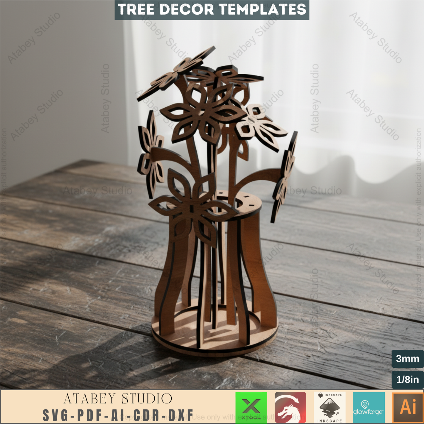 DIY 3D Wooden Flower Vase - Laser Cut Floral Design - Bouquet Model Unique Home Decor 793
