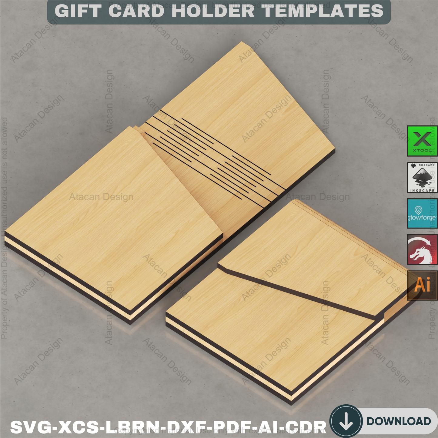 Wooden Gift Card Envelope Templates for Laser Cut DIY Projects Personalized Holidays and Special Occasions