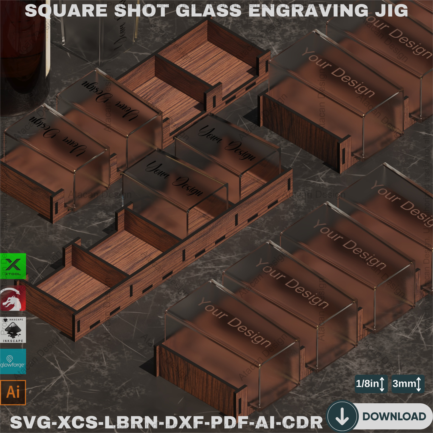 Square Shot Glass Engraving Jig | Laser Alignment Jig | Easy Positioning | Perfect for Custom Gifts 858