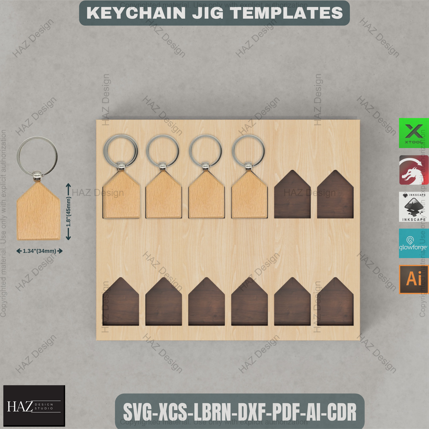 Laser Engraving Keychain Jig Template Bundle | Wooden Alignment Guides for Consistent Results haz457