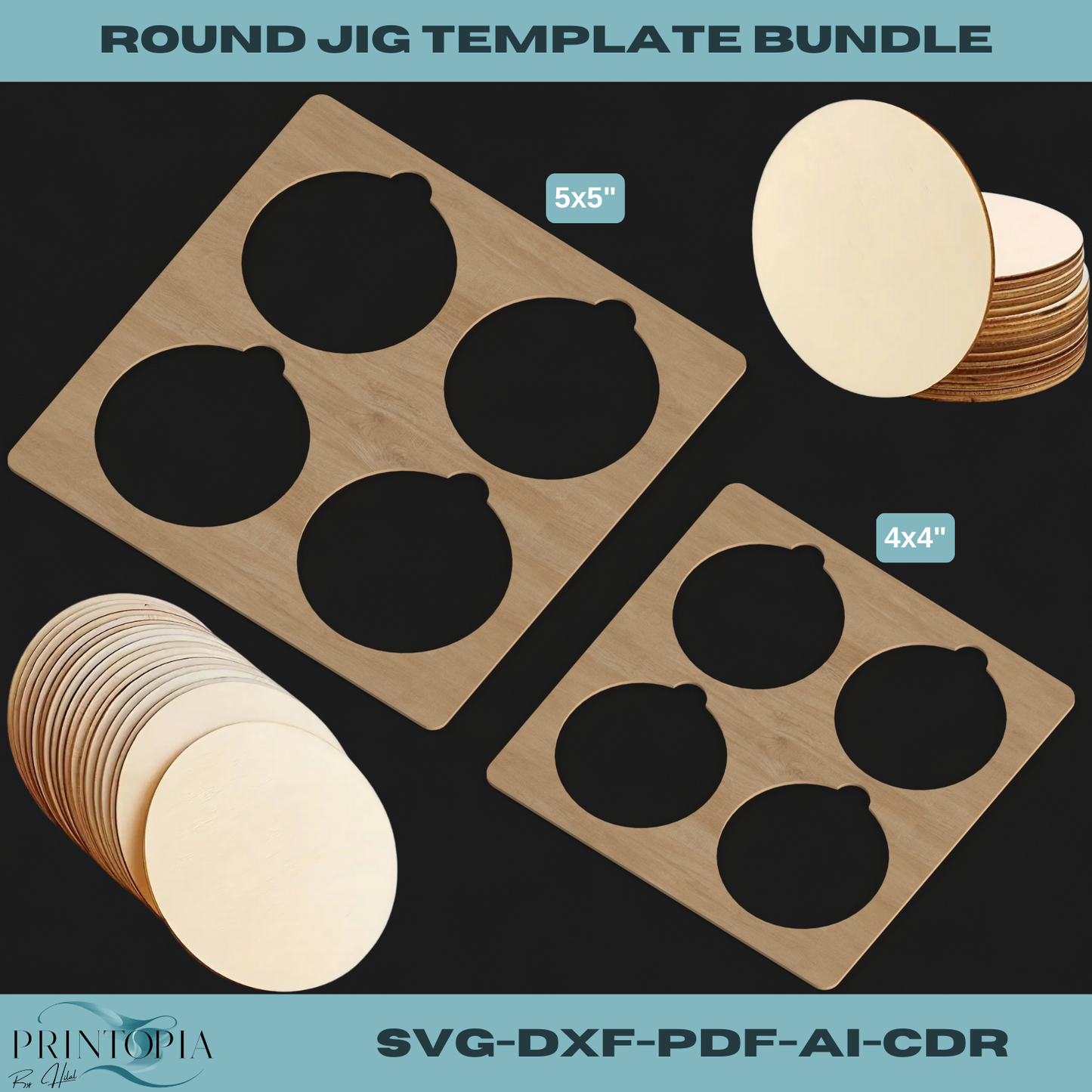 Round Jig Template Bundle for Laser Cutting - Perfect for Engraving Projects 151