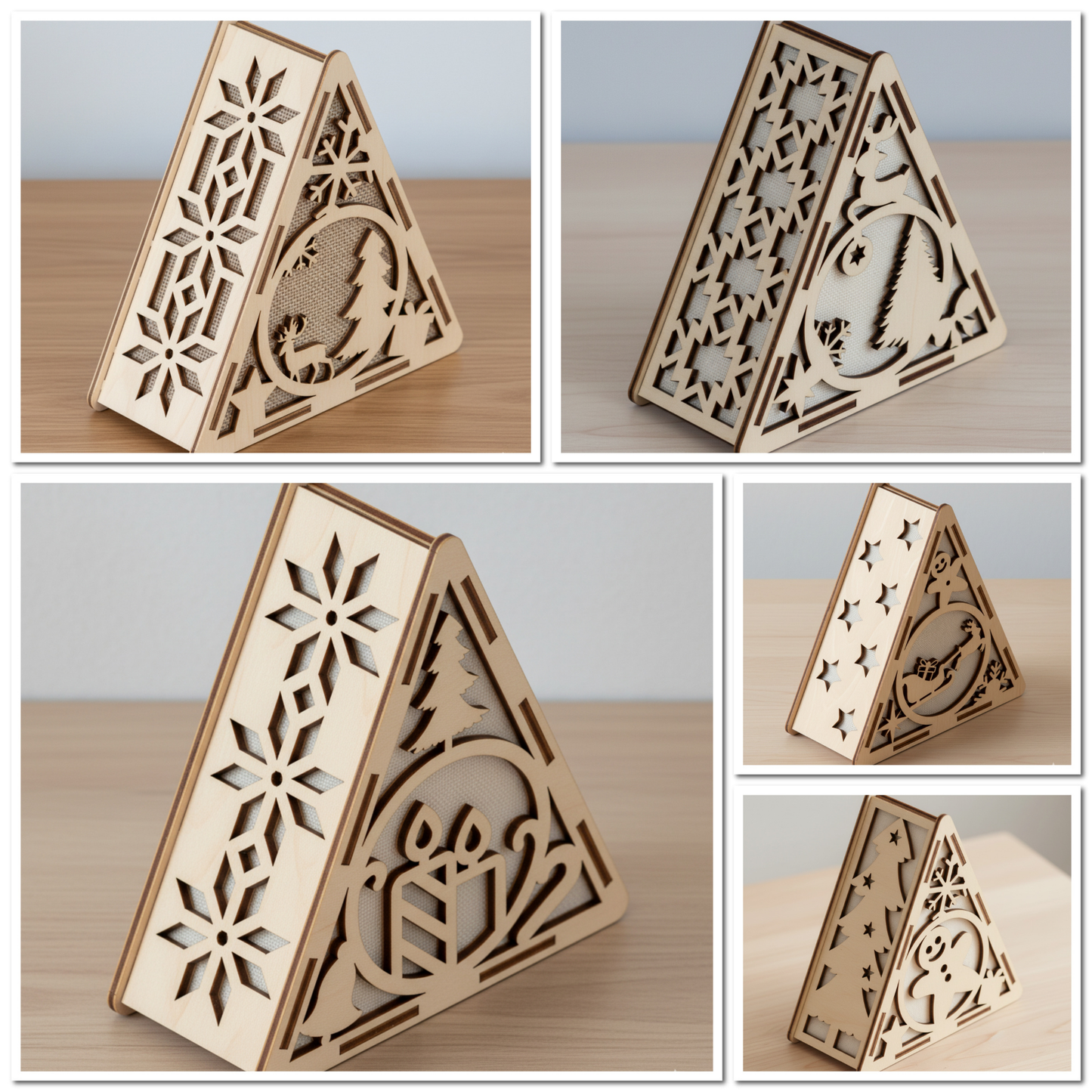 Festive Snowman Gingerbread Candle Holder – Laser Cut Christmas Triangle Decor for Glowforge and XTool 780