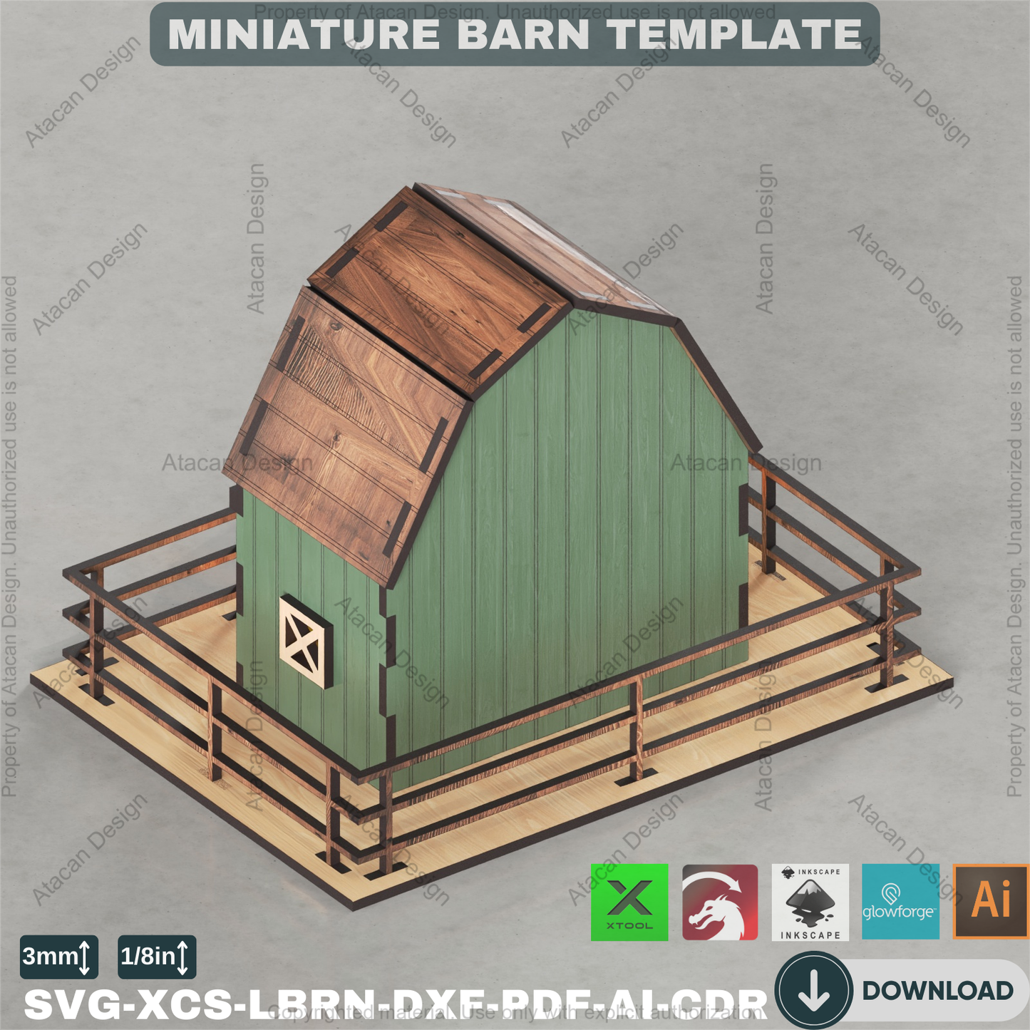 Laser Cut Farm Barn Template | Build Your Mini Village Scene | Model Building Plan 882