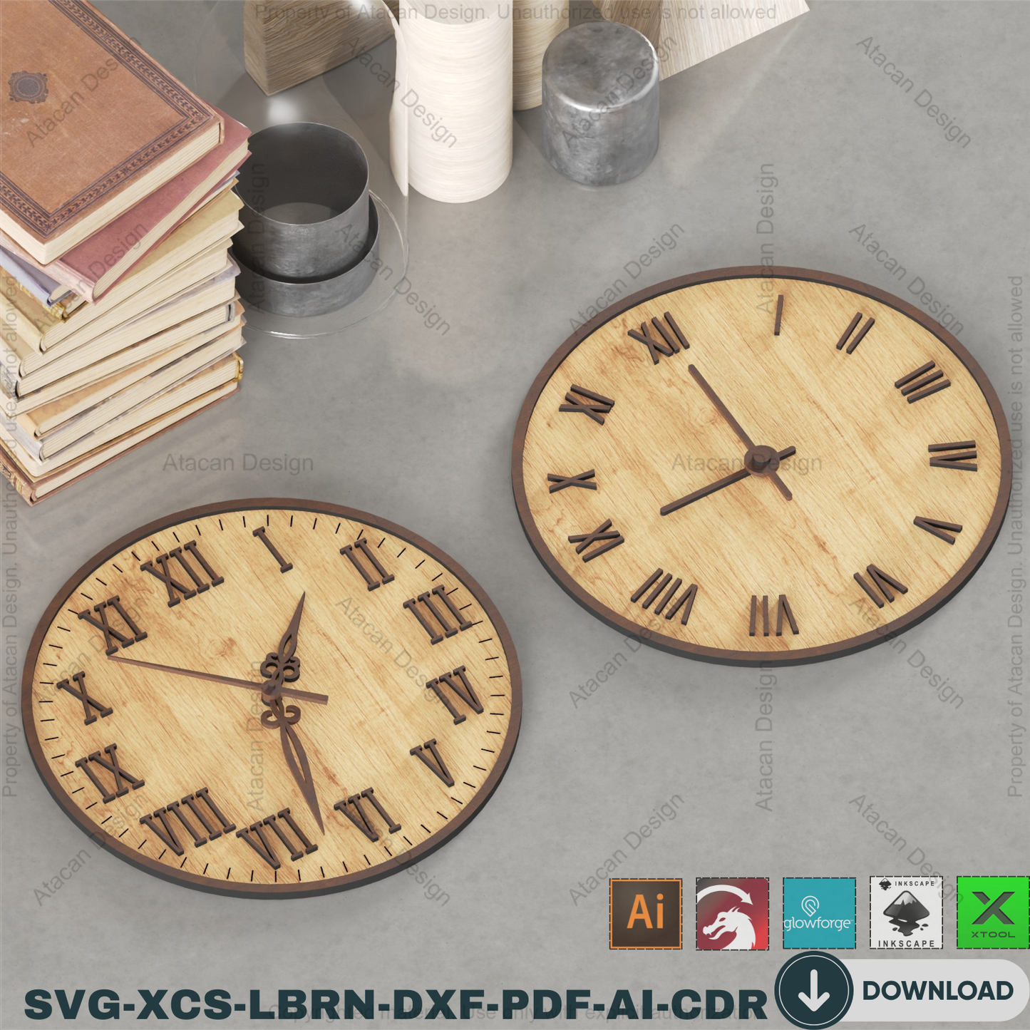 Ultimate Clock Vector Pack, Laser Cutting Designs, DIY Wall Art Files, CNC Pattern for Glowforge & Xtool 899