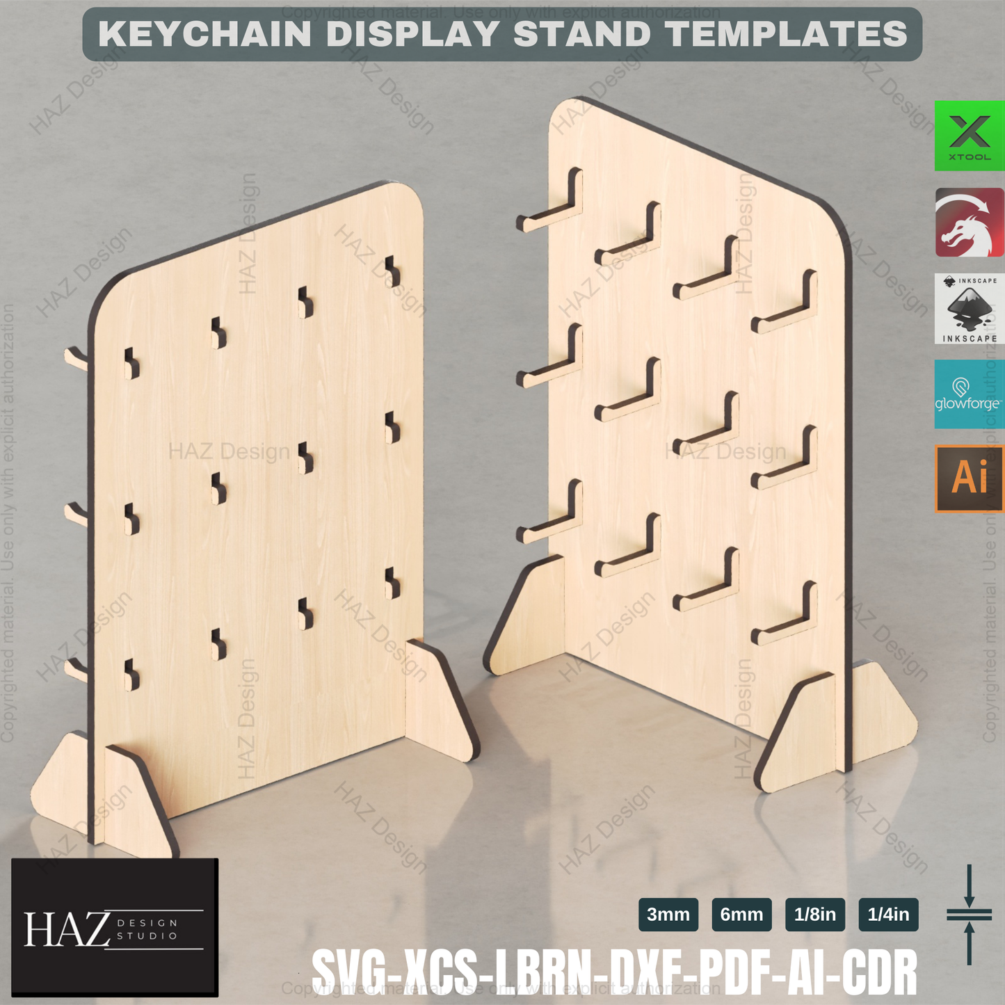 Keychain Display Stand Template - Laser Cut Files - Craft Show Ready 413
