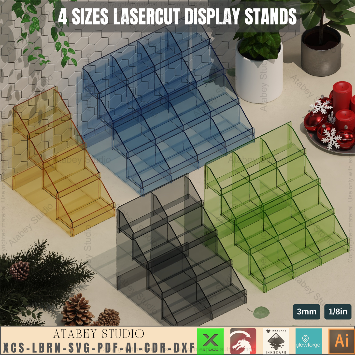 4-Tier Display Stand SVG - Laser Cut Files - Craft Show Display - Retail Display Stand 933