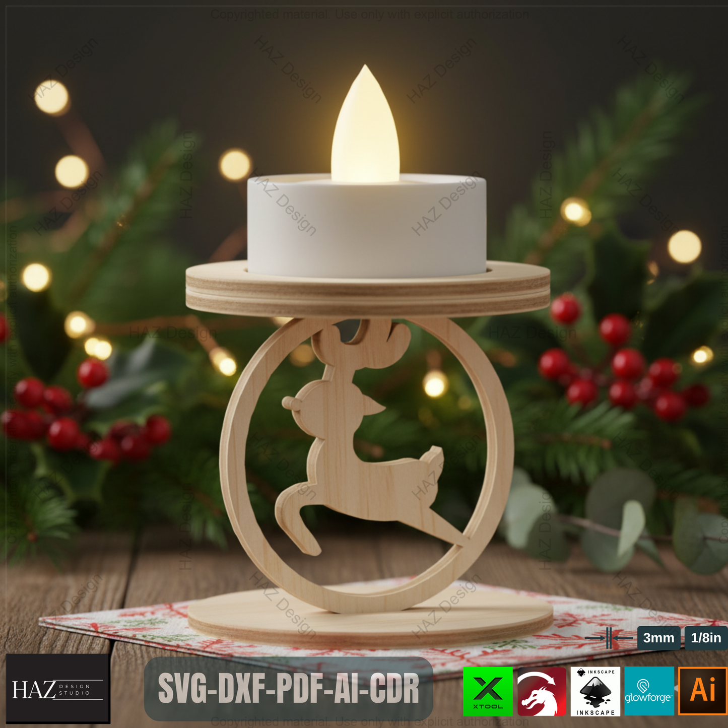 Standing Snowflake Tealight Holders, 3D Wood Laser Cut Ornament Template, DIY Christmas Candle Holder SVG Files