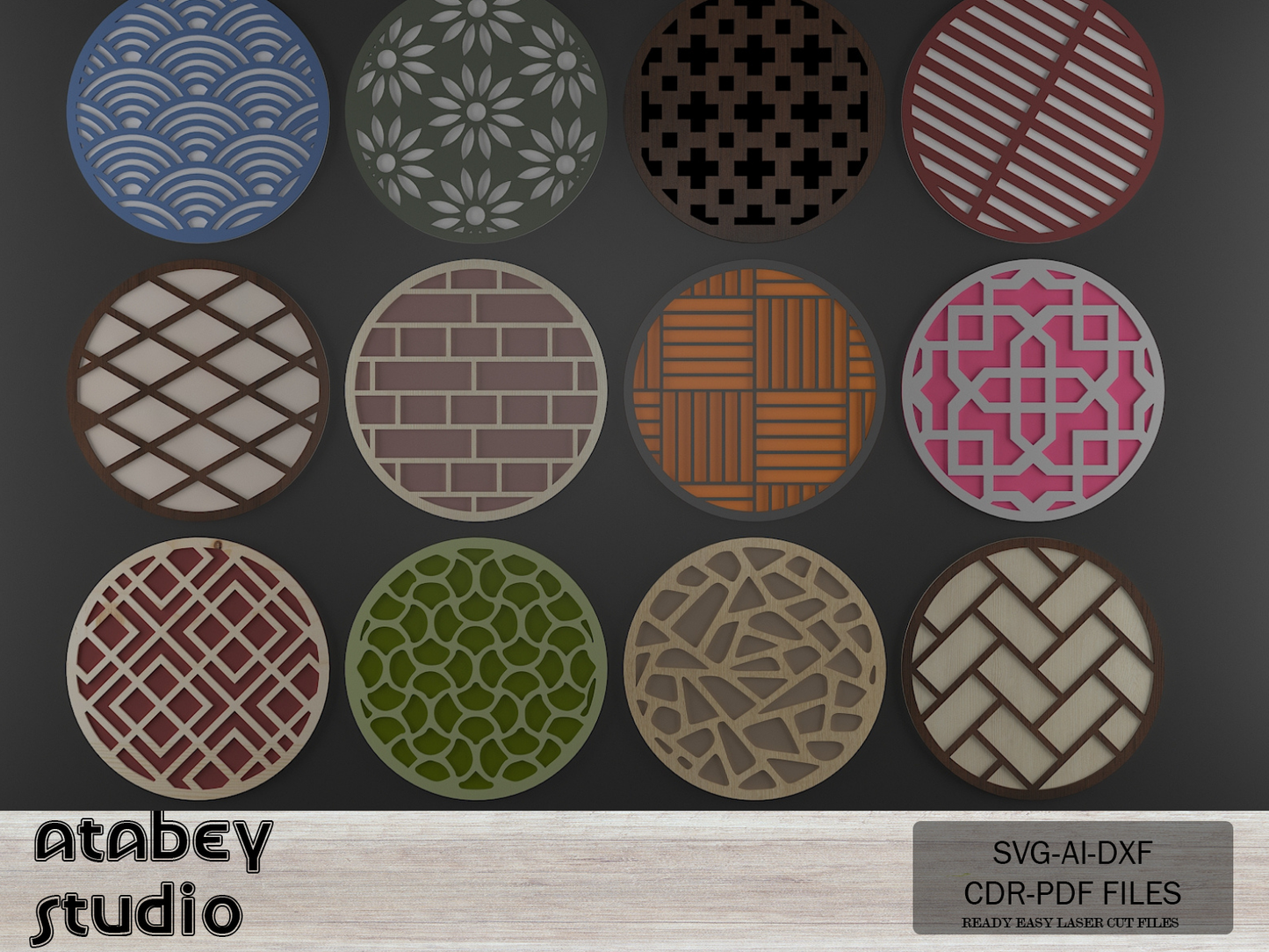Personalized Monogram Split Letters - Custom Round Frame Name Signs with Intricate Patterns 719