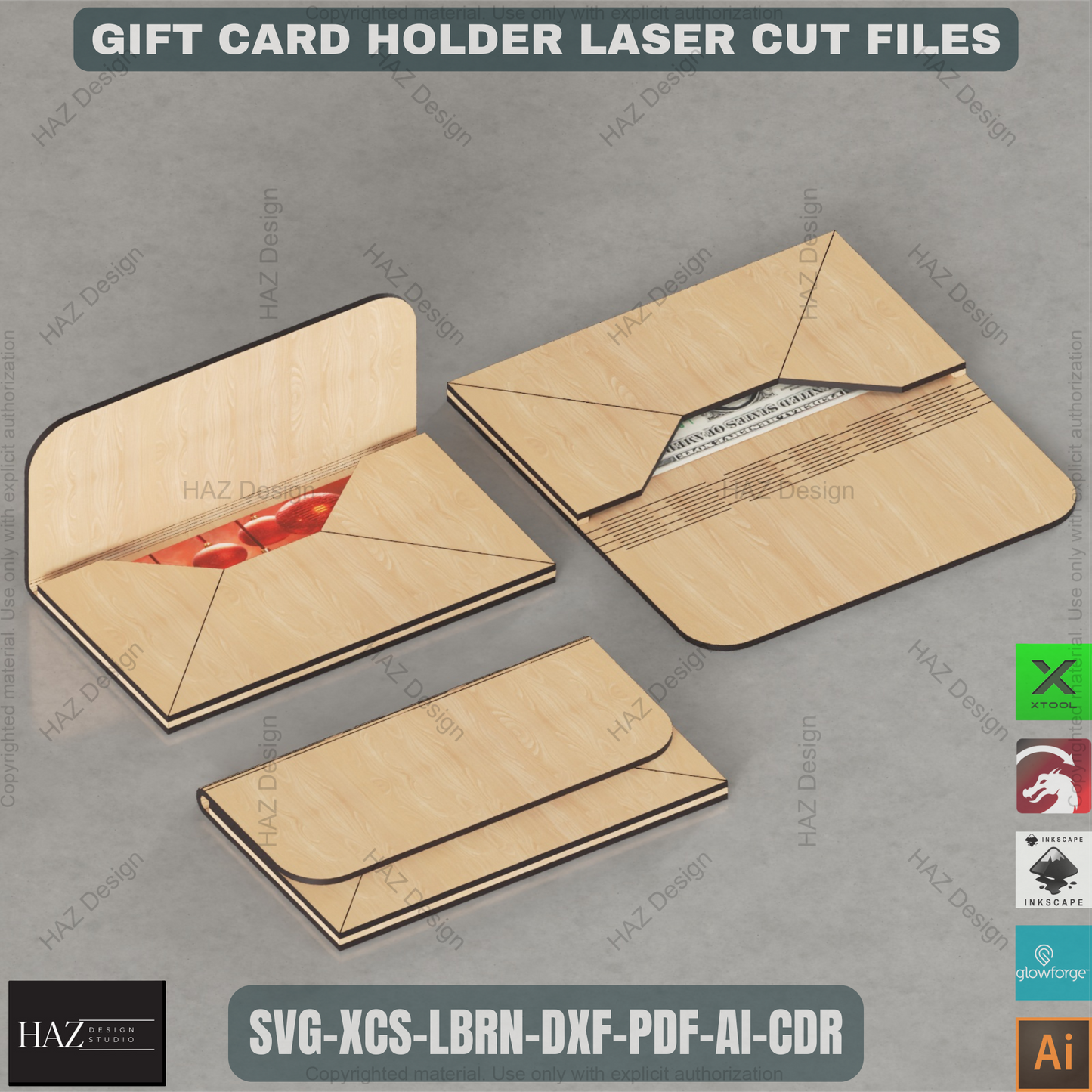 Creative Laser Cut Gift Card Box Files, Multi-Design Money Pocket Template, Instant DIY Project for Laser Crafters Description: