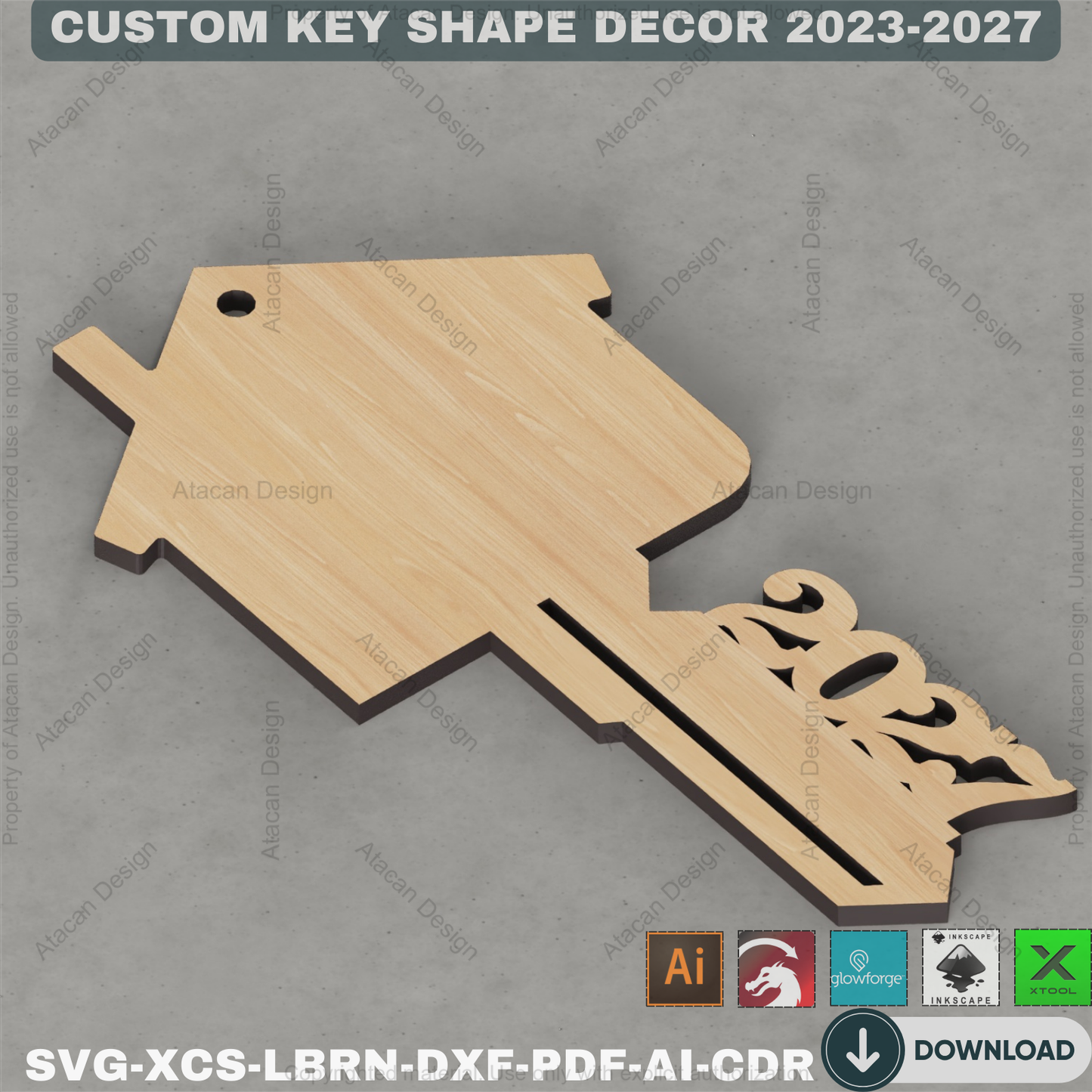 Personalized House Key SVG Bundle, Our First Home Xmas, Real Estate Client Gift, Laser Engraving Design 2023-2027