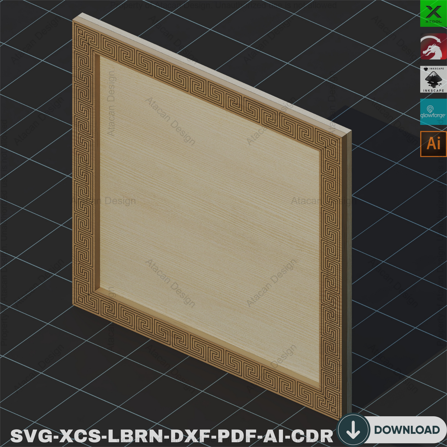 Greek Key Frame SVG: Laser Cut Files, Photo Frame Design,Photo Frame Laser Cut: SVG Files, Greek Key Pattern Frame 855