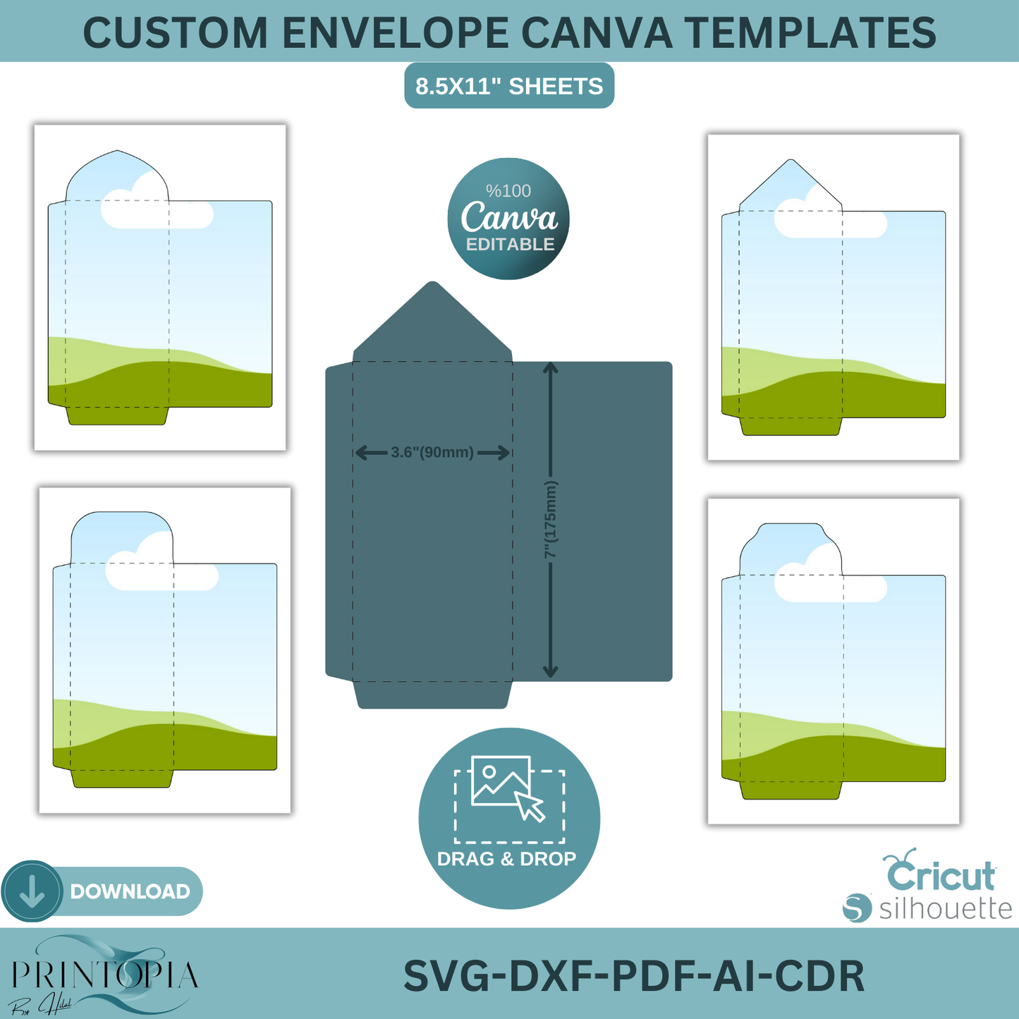 Cash Envelope System SVG, Printable Gift Card Holder, Editable Canva Template for DIY Budgeting, Cricut Money Envelope Cut File