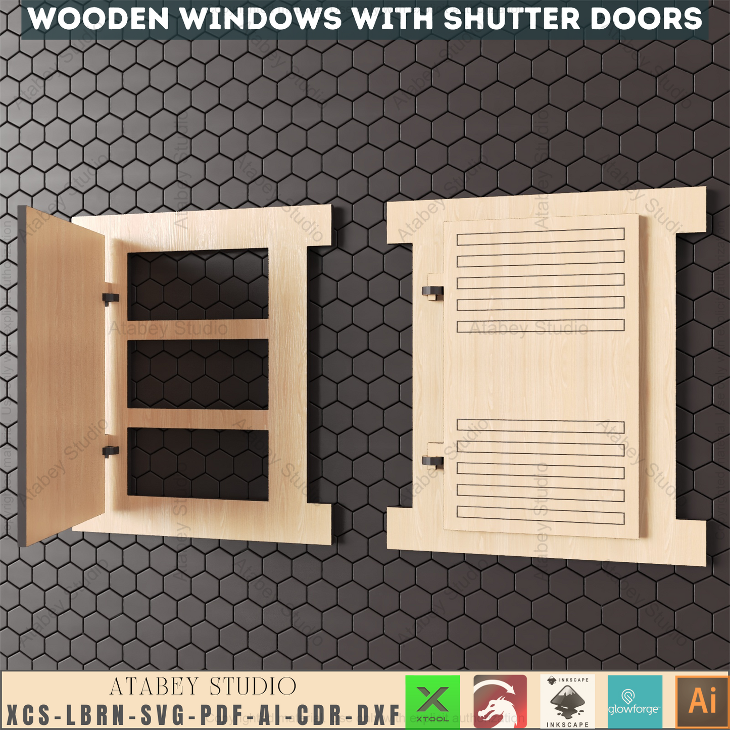 Laser Cut Decorative Window & Shutter Collection | 8 Unique Designs, DIY Craft Templates 942