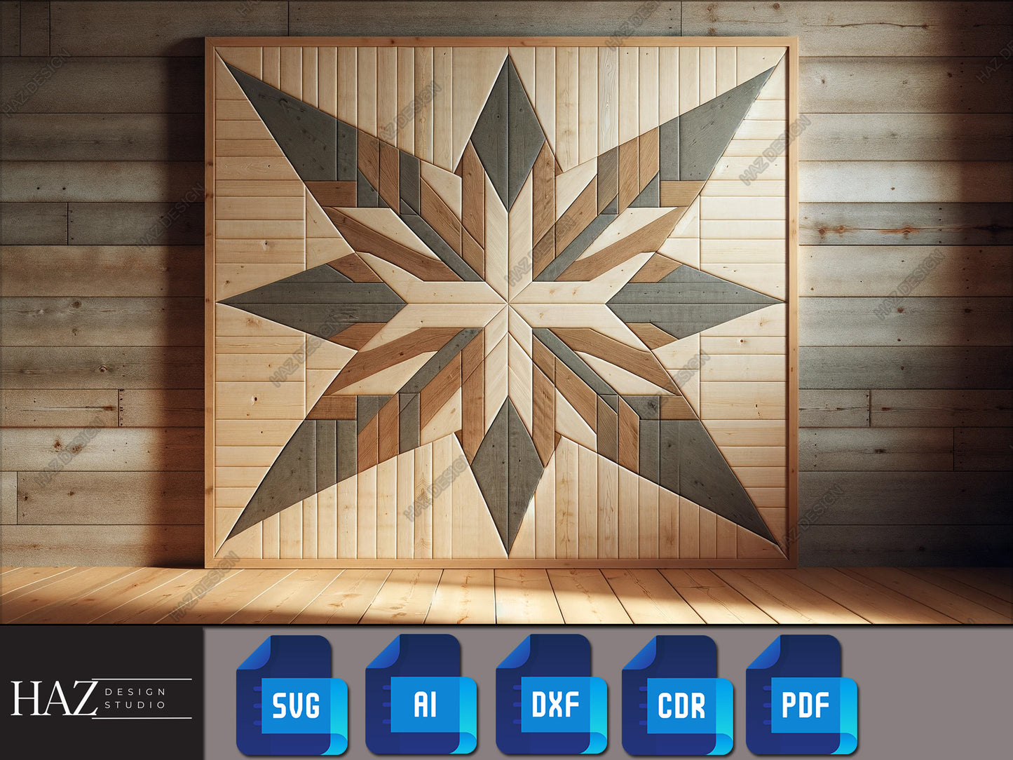 Minimalist Geometric Quilt SVG - Clean Line Wood Art for Laser Cutting Projects 221